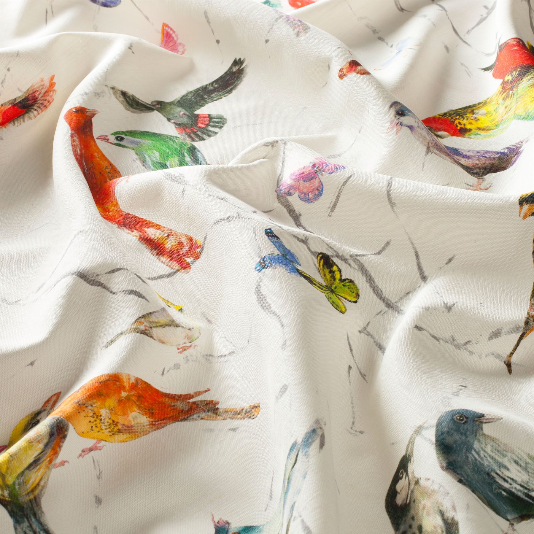 Ch2719 030 Birds Of Paradise Jab Vorhangstoff Meterware Gemustert Bunt