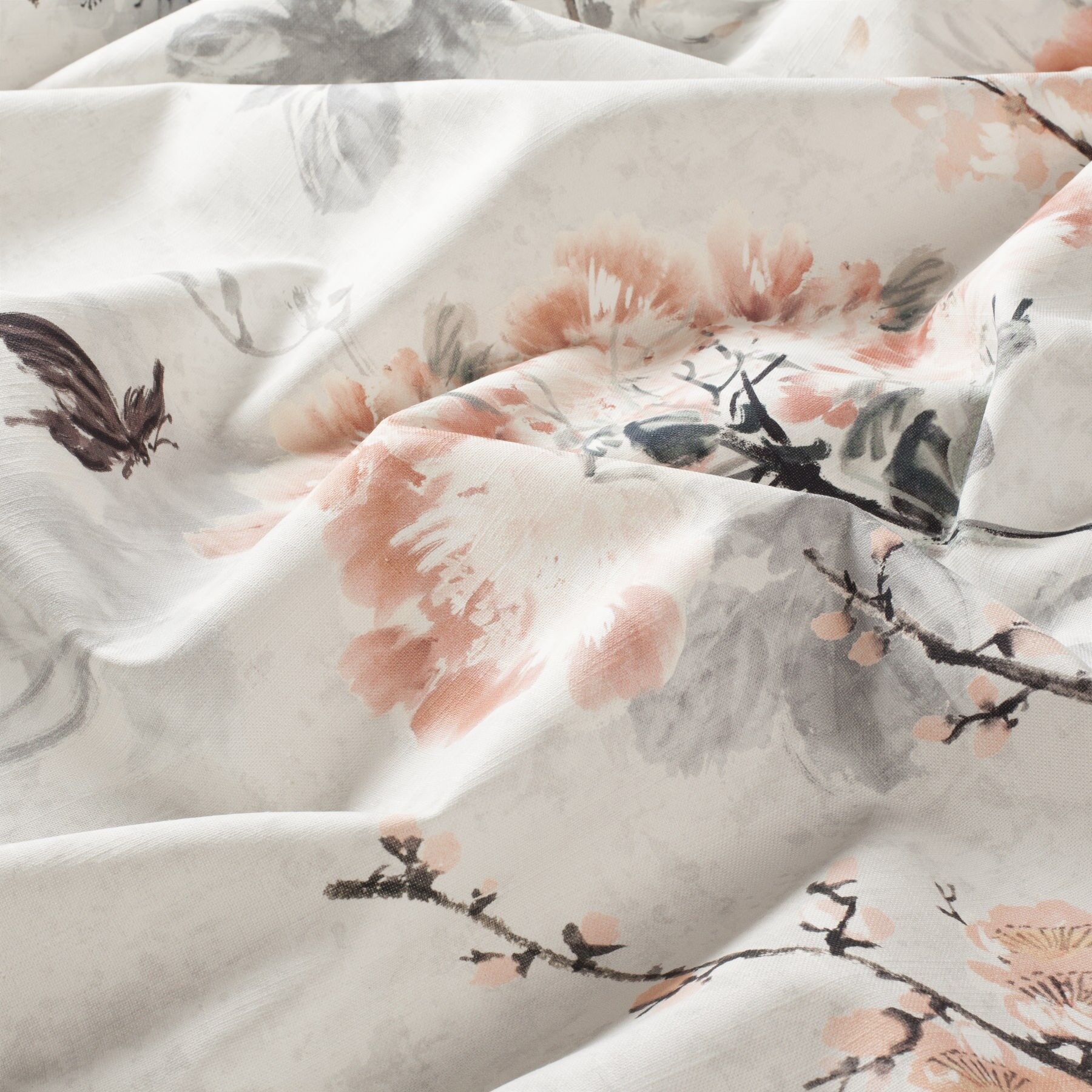 Ch2995 060 Ami Jab Vorhangstoff Meterware Mit Blumenmuster Rosa Blau