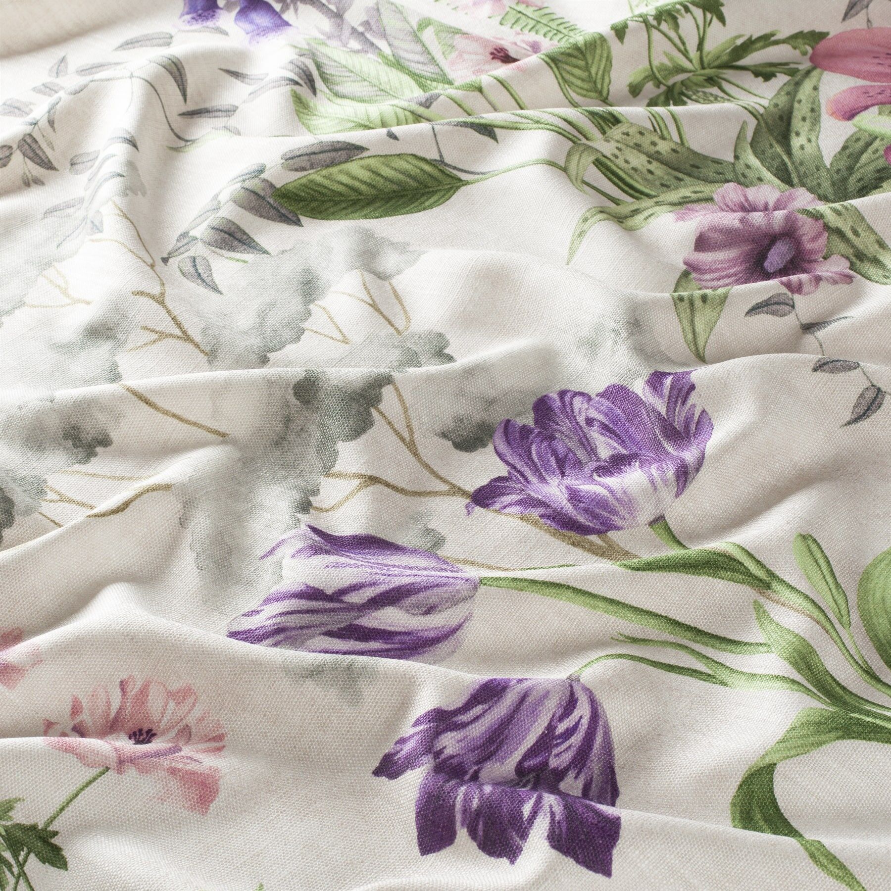 Ch3107 071 Fabulous Journey Jab Vorhangstoff Meterware Mit Blumenmuster Weiss Gruen Lila