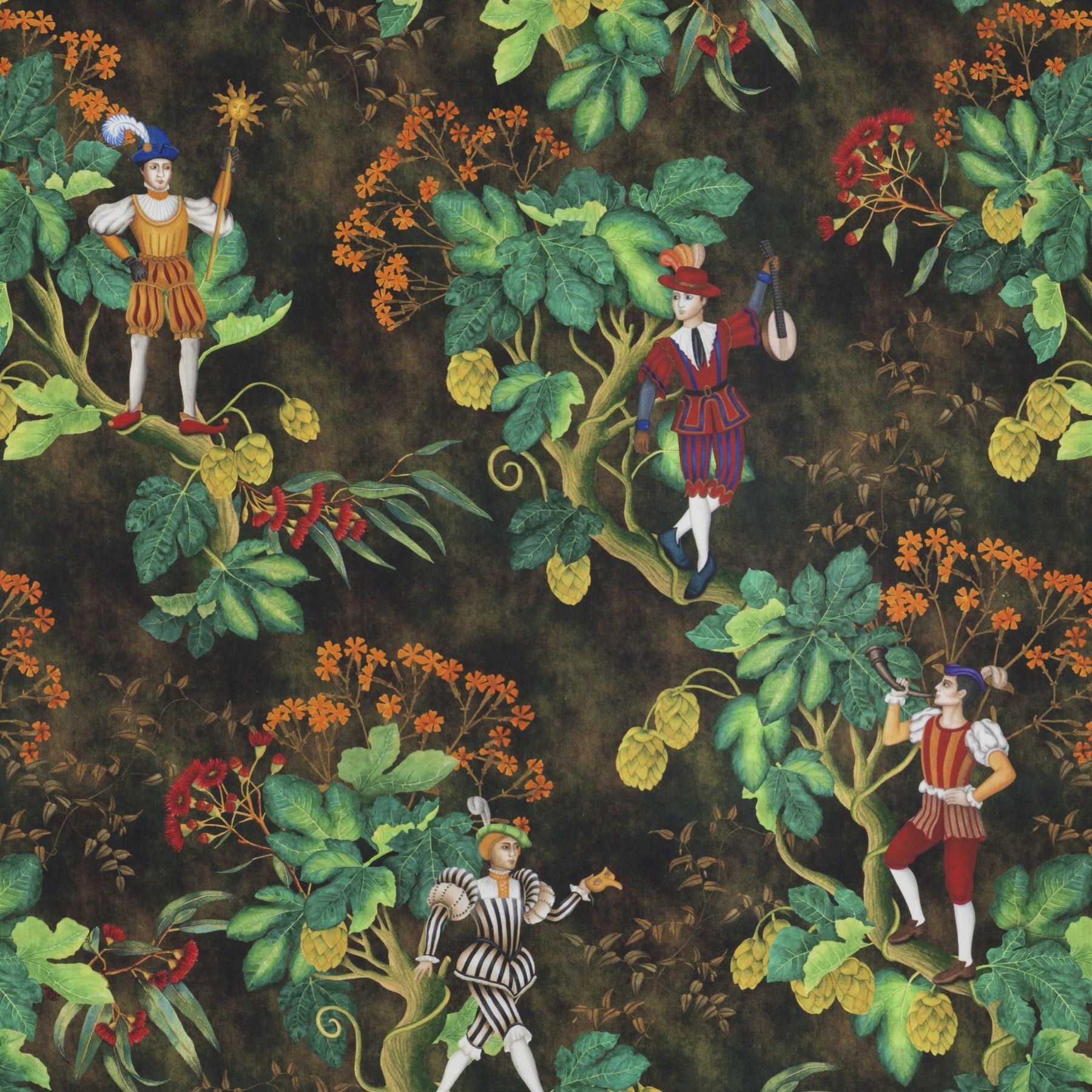 Ch3147 030 Fairytale Forest Jab Vorhangstoff Meterware Gemustert Braun Gruen 1
