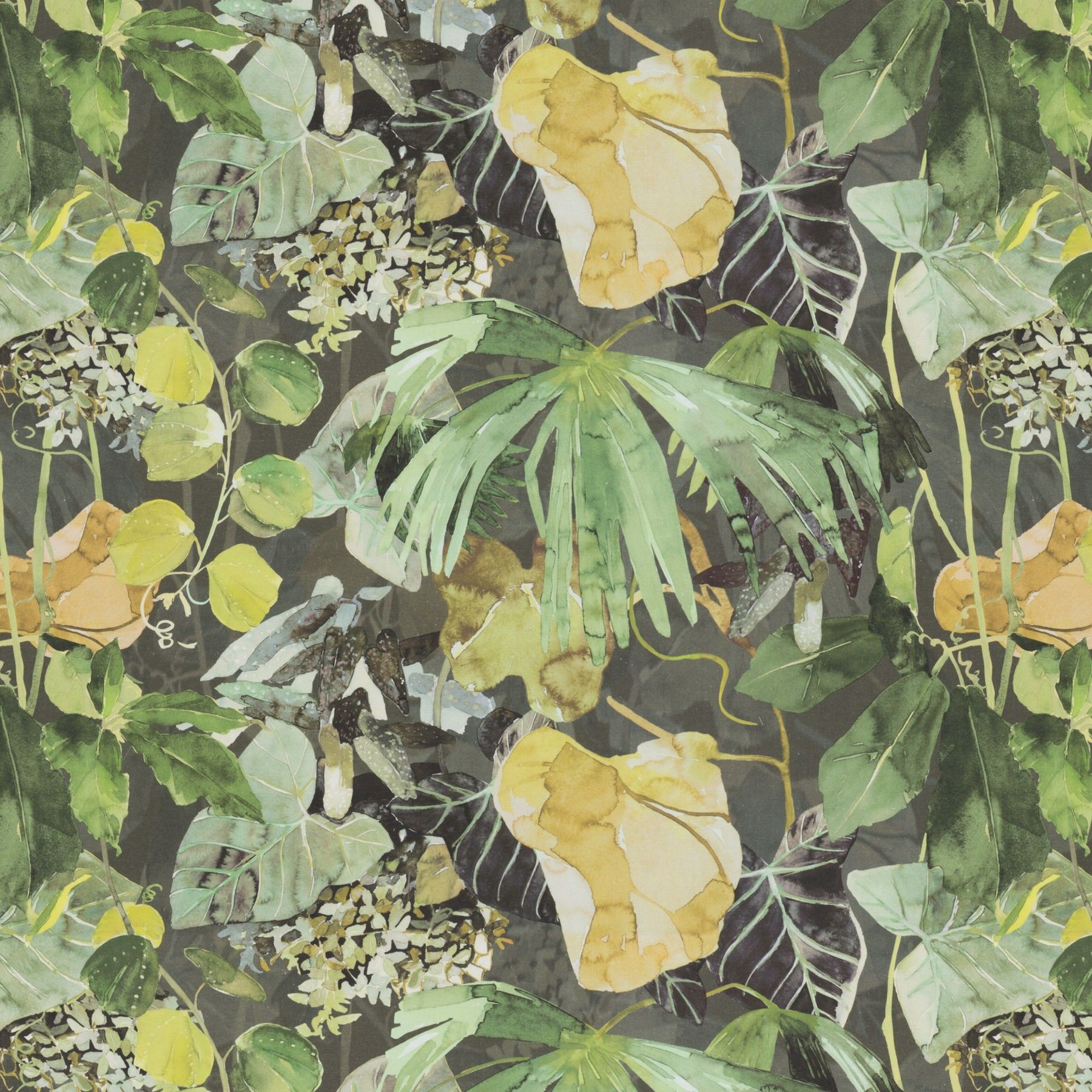 Ch3153 040 Heavens Garden Jab Vorhangstoff Meterware Mit Blumenmuster Gruen Gelb Braun 1