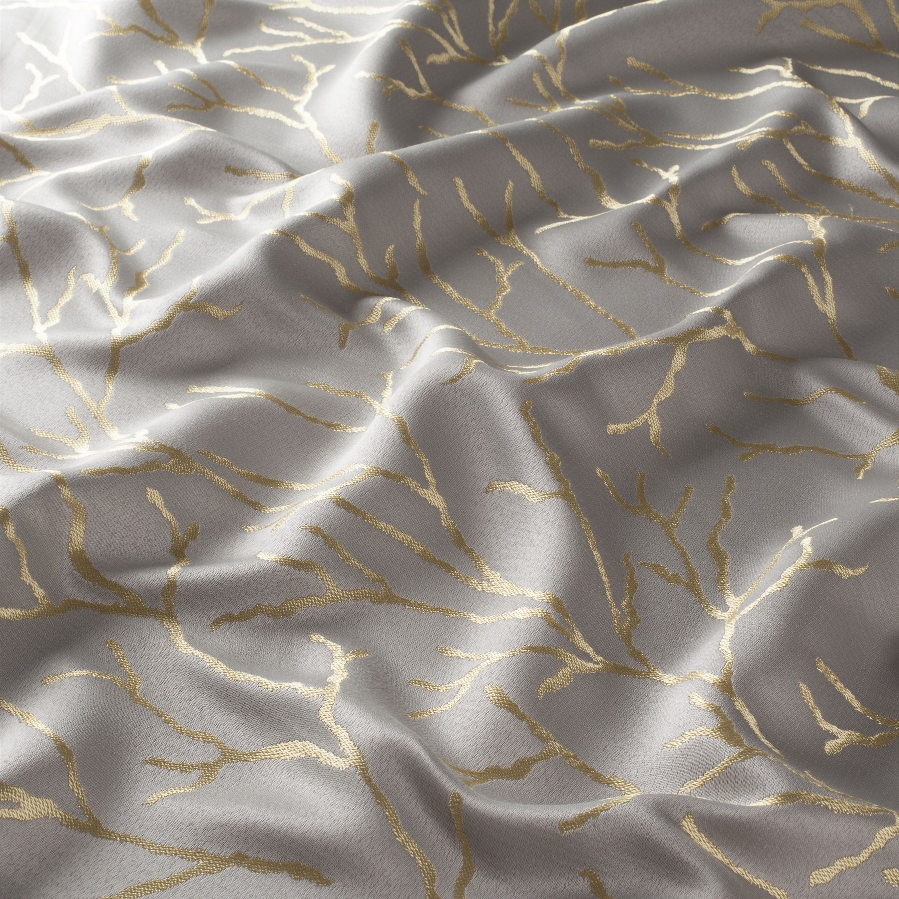Gs1003 040 Coral Jab Vorhangstoff Meterware Gemustert Grau Gold