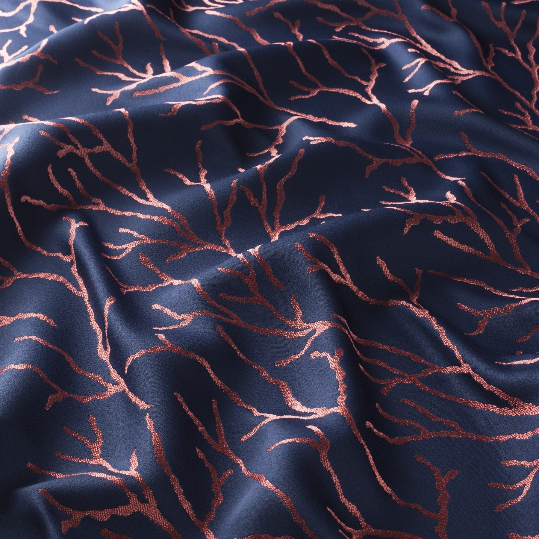 Gs1003 051 Coral Jab Vorhangstoff Meterware Gemustert Blau Rot