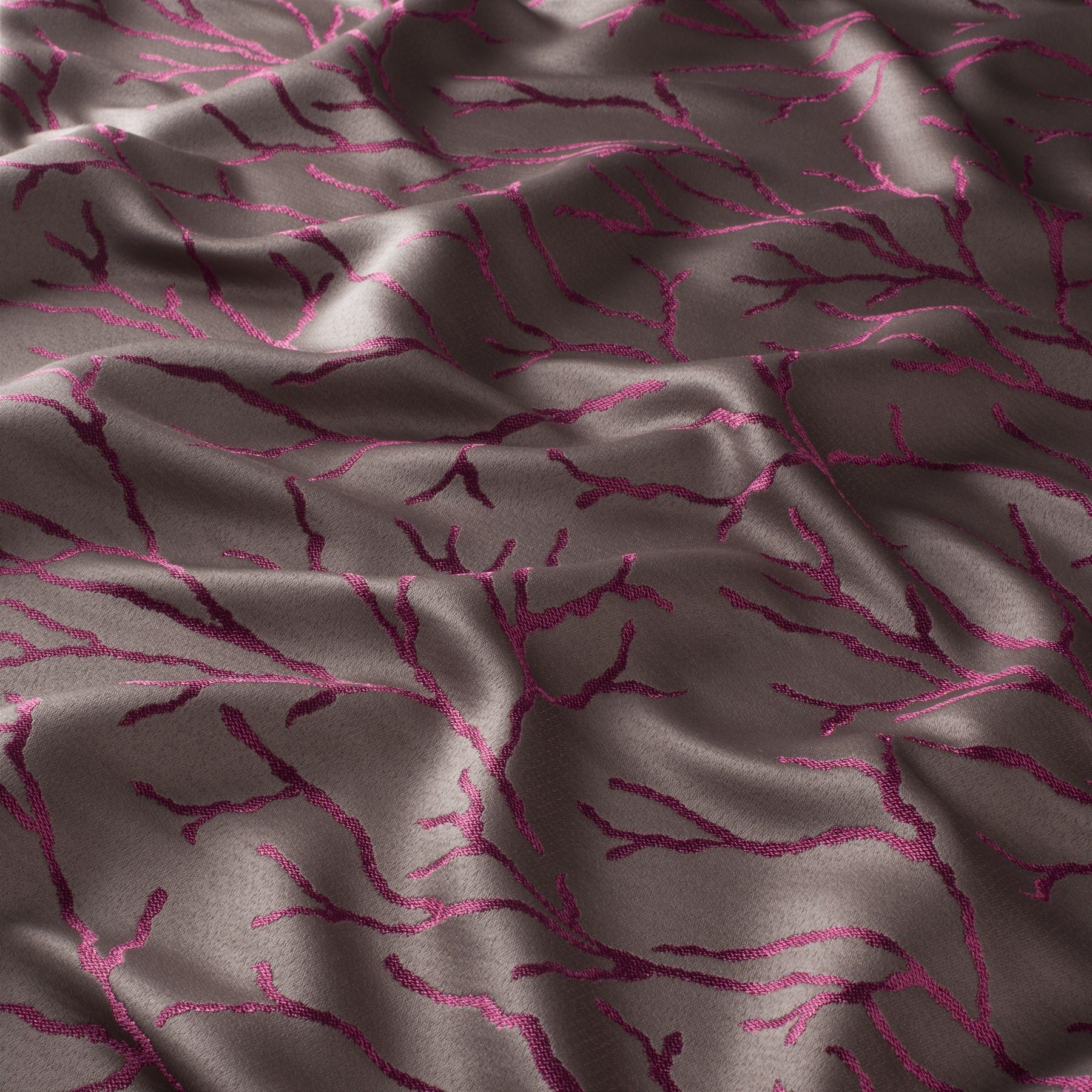 Gs1003 061 Coral Jab Vorhangstoff Meterware Gemustert Braun Pink