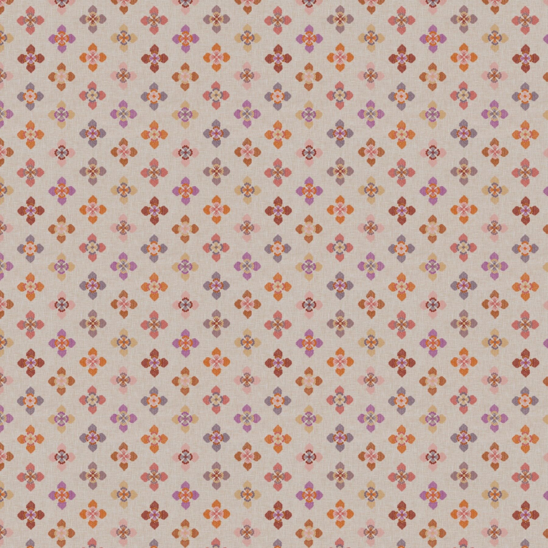 Ja7031 020 Flower Love Jab Vorhangstoff Meterware Mit Blumenmuster Beige Rot 1