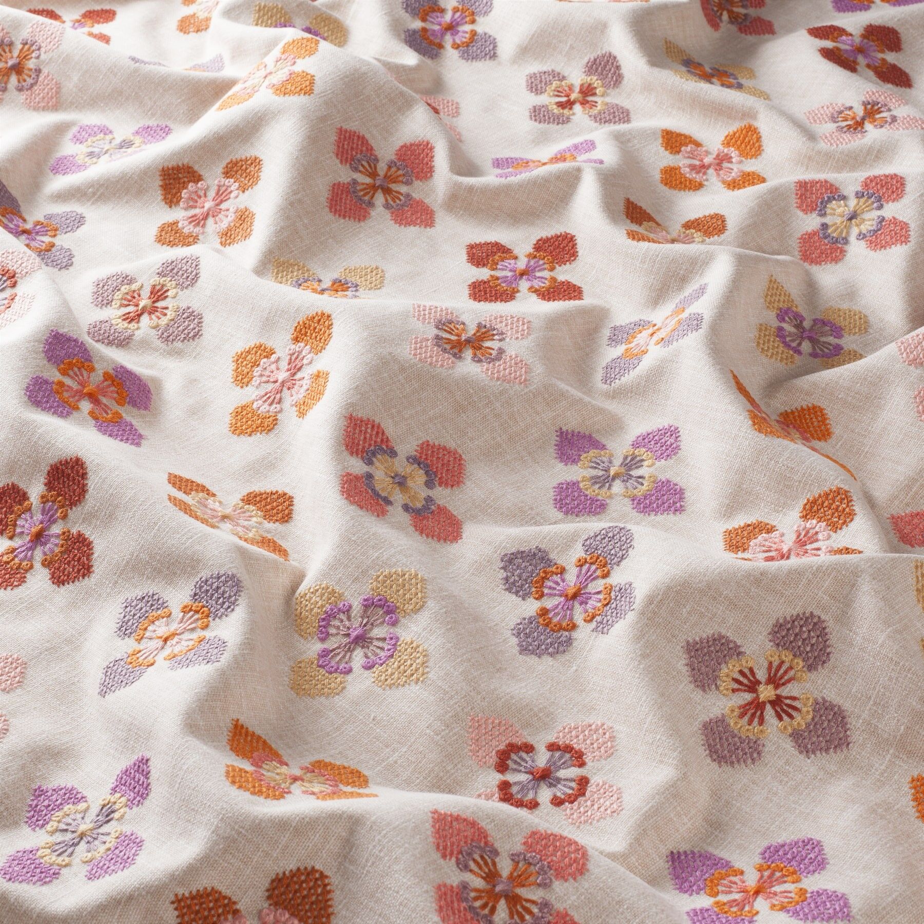Ja7031 020 Flower Love Jab Vorhangstoff Meterware Mit Blumenmuster Beige Rot