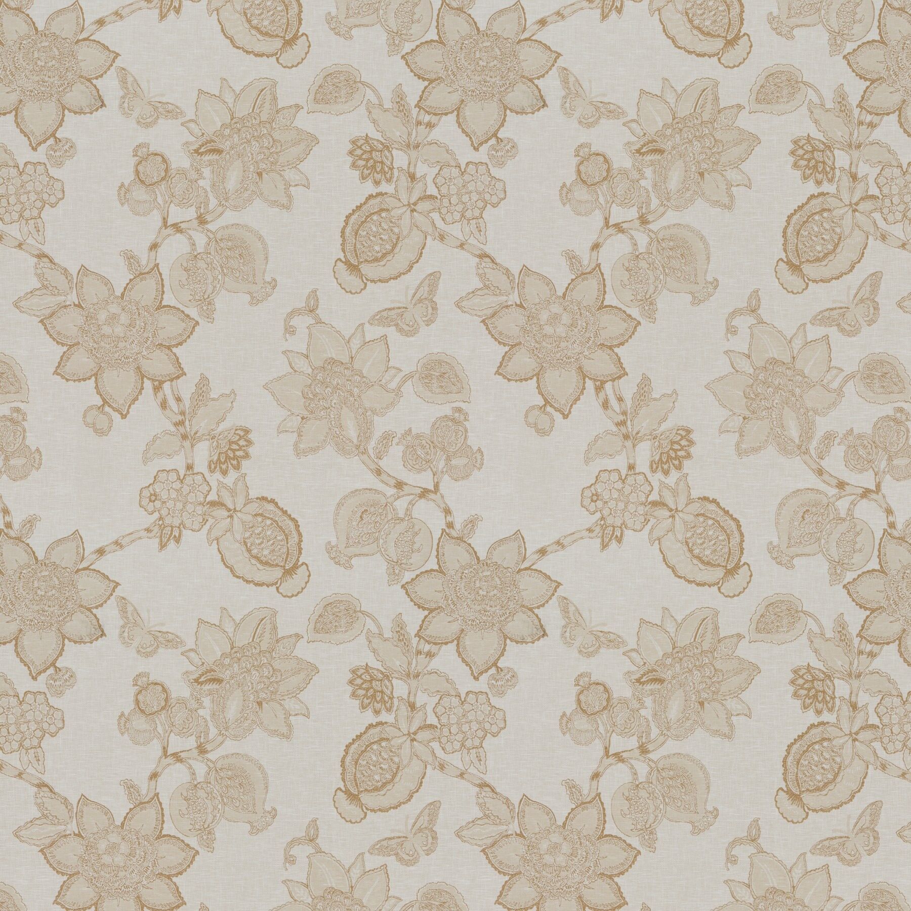 Ja7094 040 Jacobina Jab Vorhangstoff Meterware Mit Blumenmuster Weiss Gelb 1