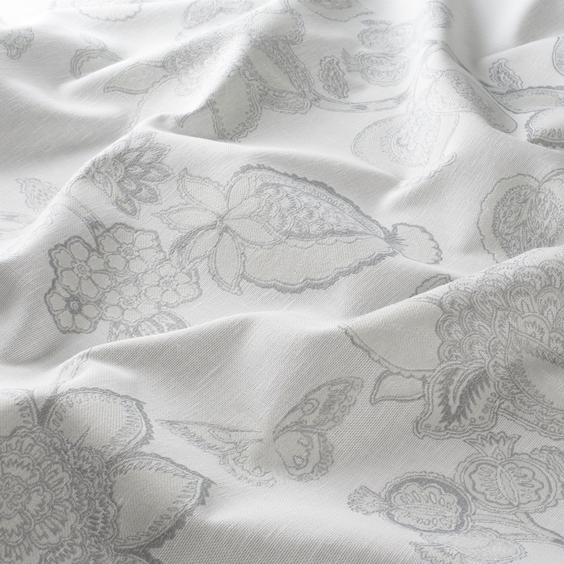 Ja7094 091 Jacobina Jab Vorhangstoff Meterware Mit Blumenmuster Weiss Grau