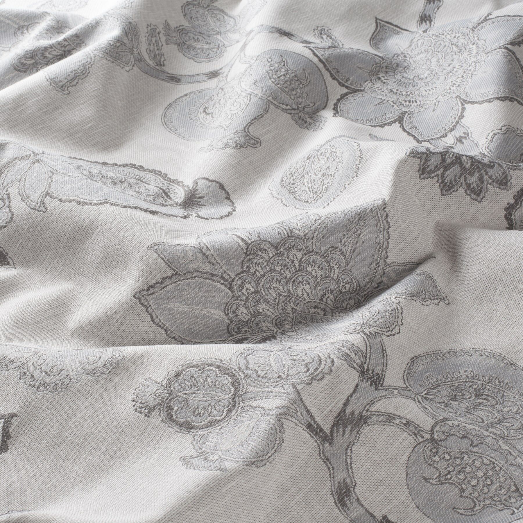 Ja7094 092 Jacobina Jab Vorhangstoff Meterware Mit Blumenmuster Weiss Grau