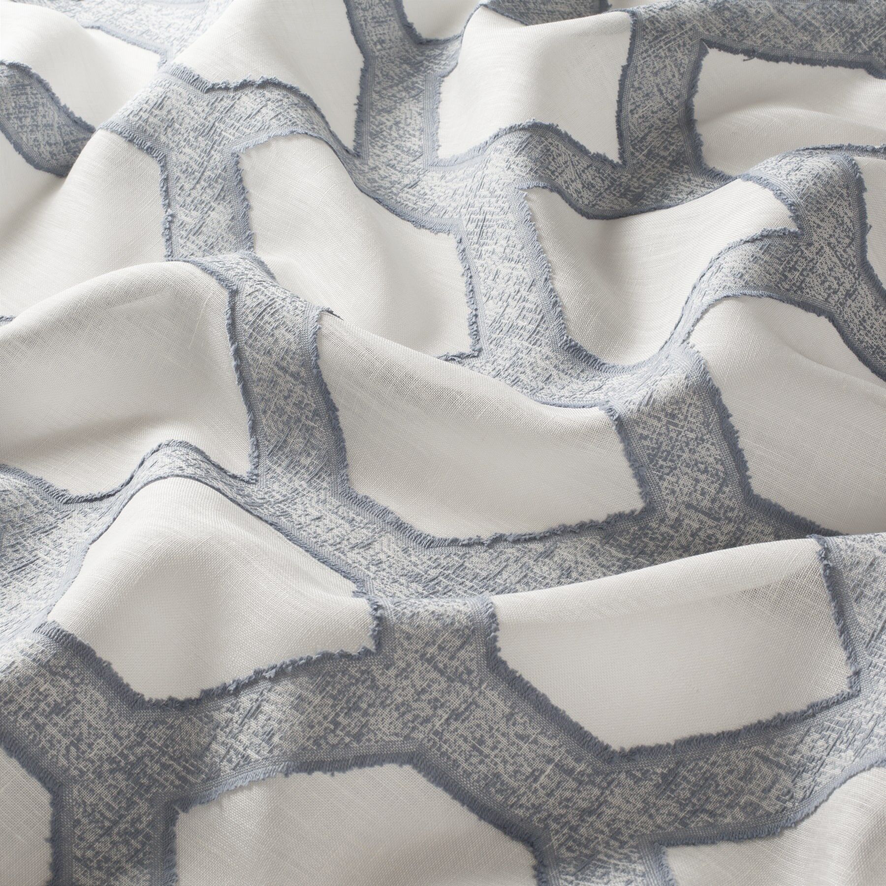 9 7821 050 Facet Jab Vorhangstoff Meterware Gemustert Blau Weiss