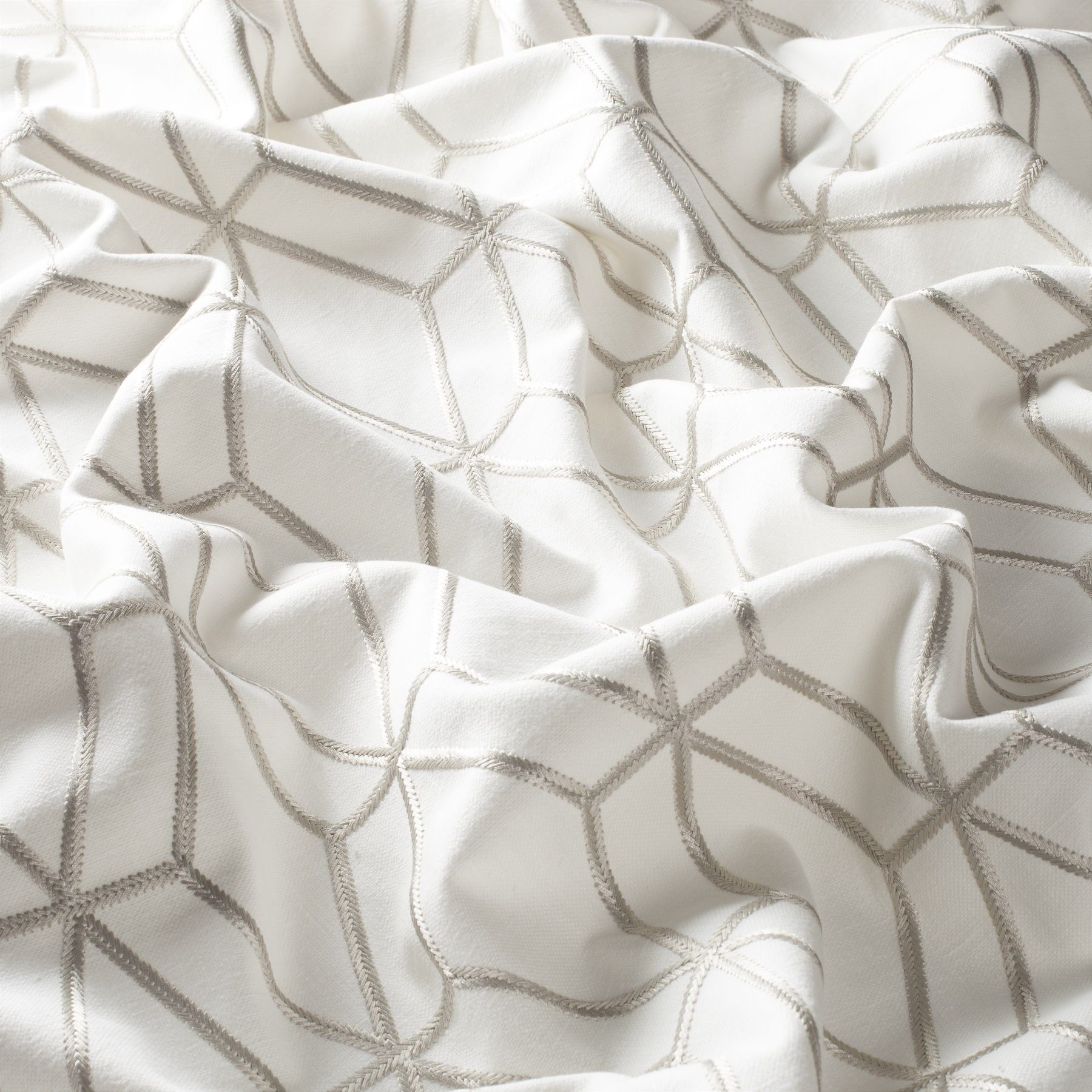 Ca1408 070 Cavillo Jab Vorhangstoff Meterware Gemustert Creme Weiss