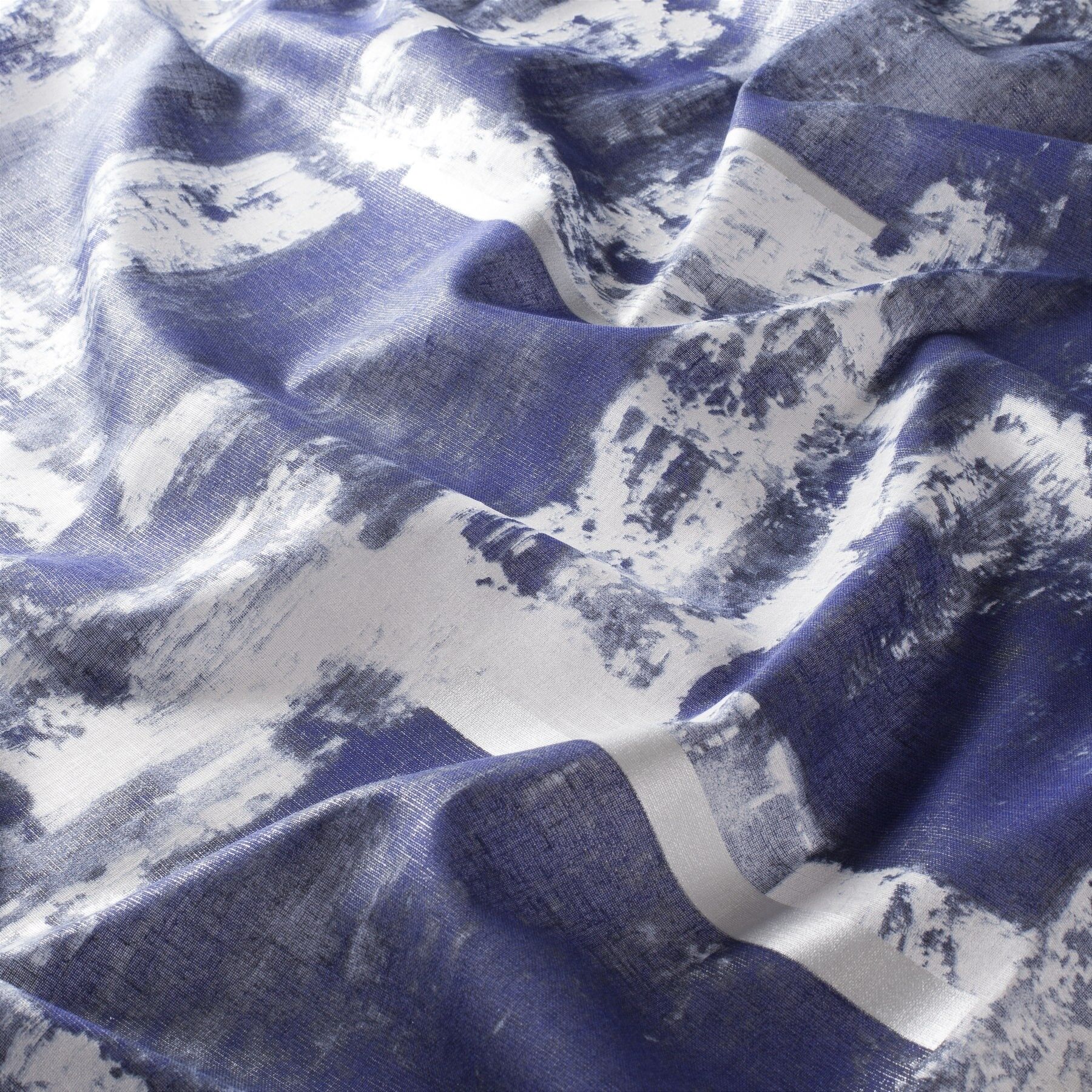 1 8915 050 Zone Jab Vorhangstoff Meterware Gemustert Blau Weiss