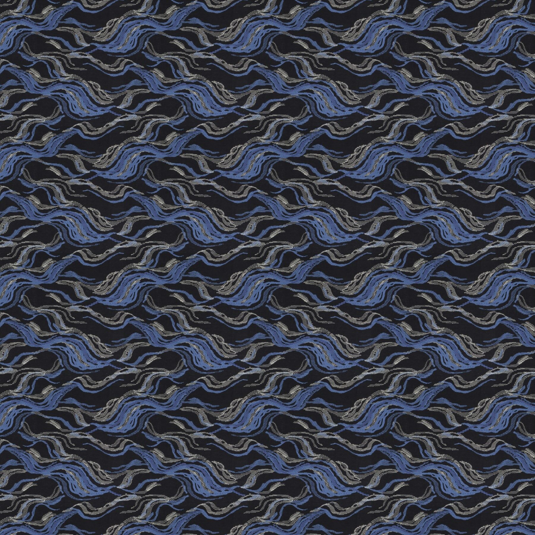 Ch3180 050 Pretty Day Jab Vorhangstoff Meterware Gemustert Blau Schwarz 1