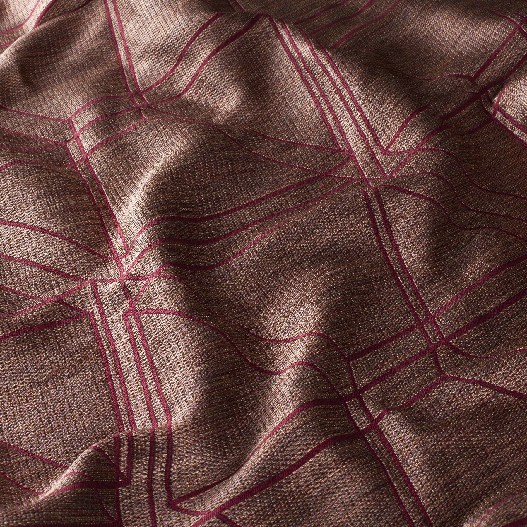 Ja7057 010 Siluetta Jab Vorhangstoff Meterware Gemustert Rot Braun