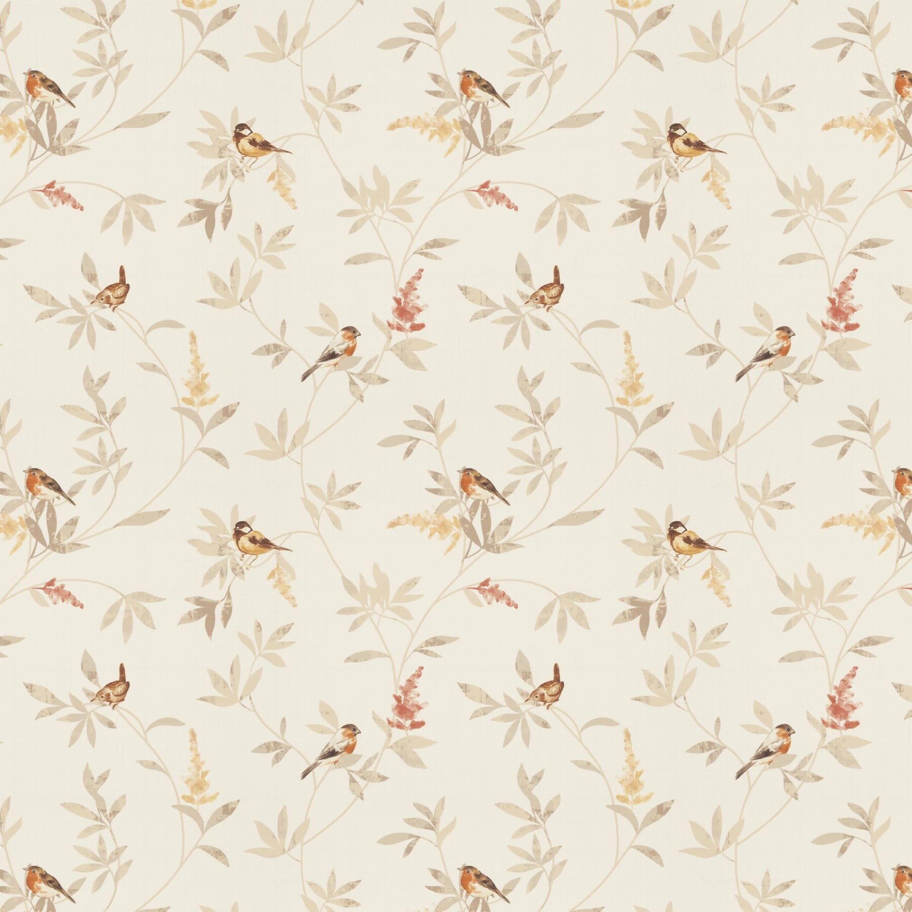 8 1812 020 Robin Jab Vorhangstoff Meterware Gemustert Creme Weiss Orange 1