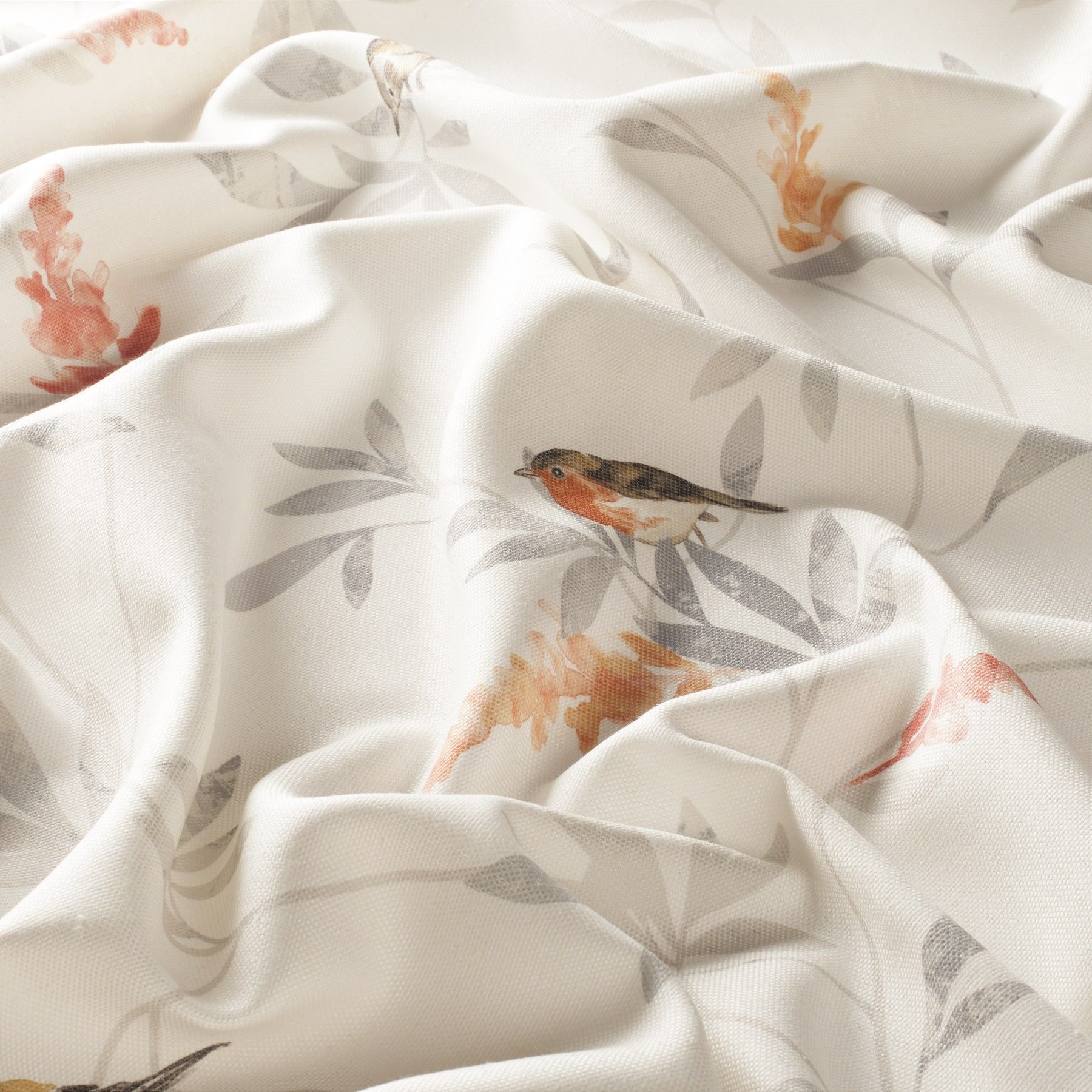 8 1812 060 Robin Jab Vorhangstoff Meterware Gemustert Weiss Orange