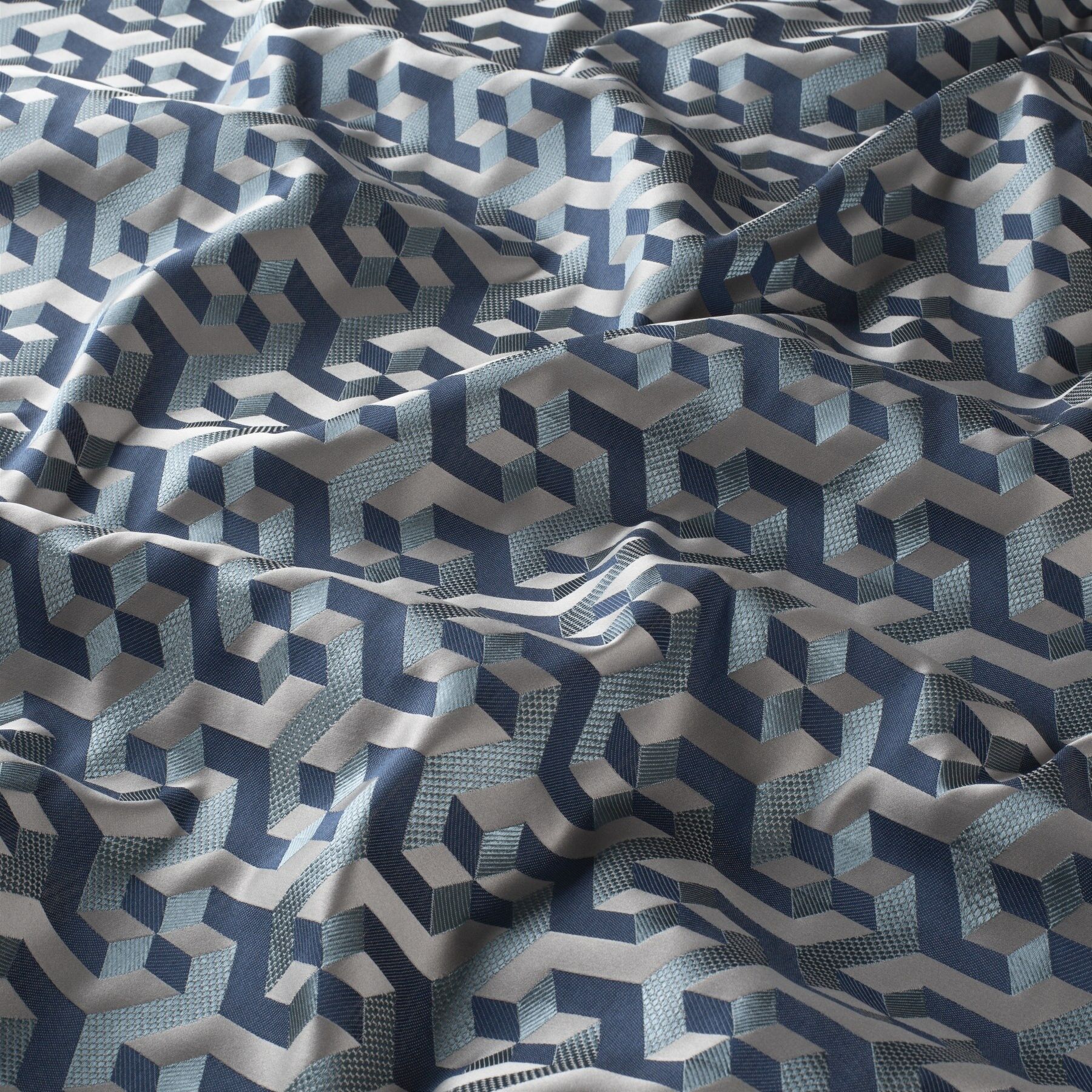 9 7921 050 Malachit Jab Vorhangstoff Meterware Gemustert Blau