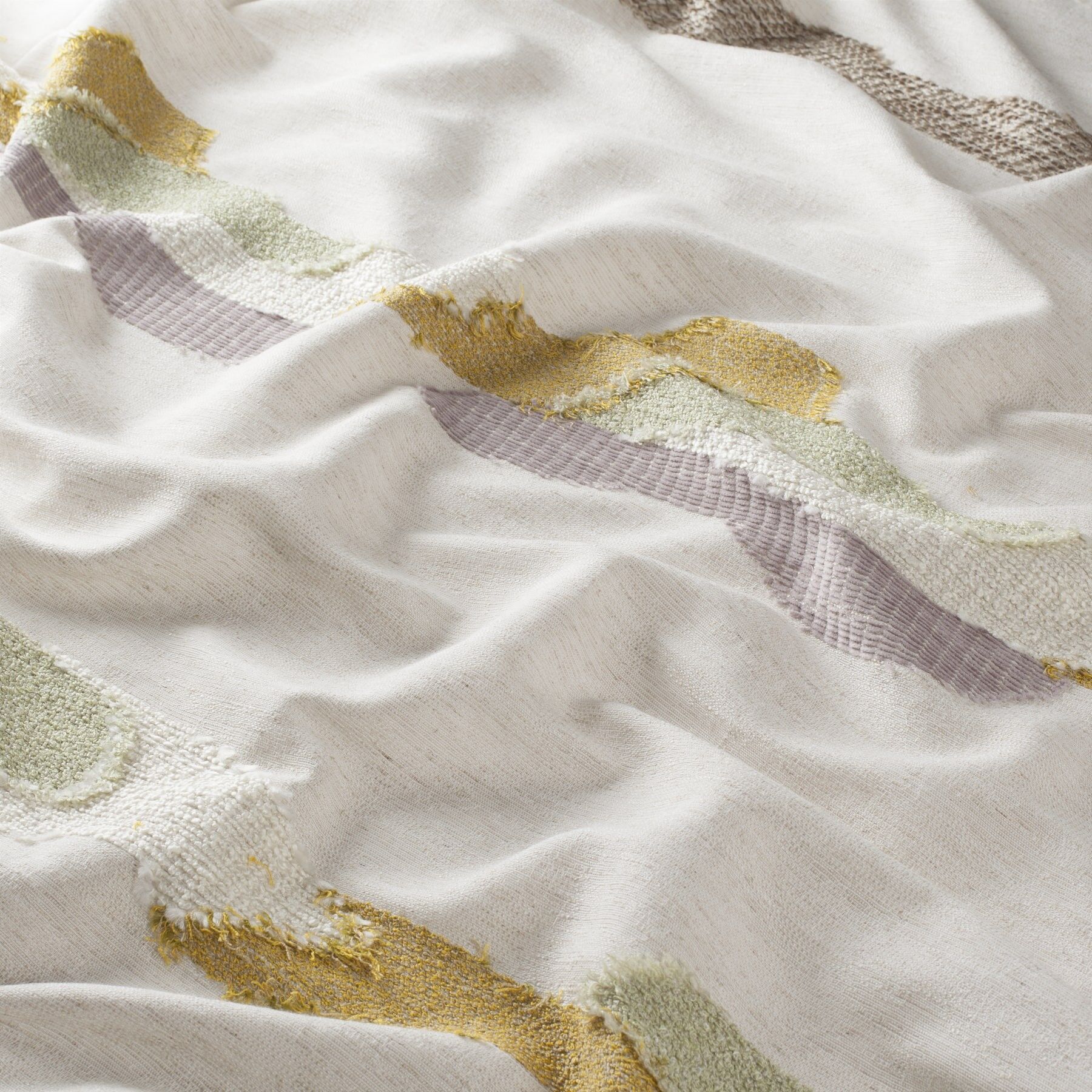 Ca1677 080 Mountain Top Jab Vorhangstoff Meterware Gemustert Beige Gruen Lila Gelb