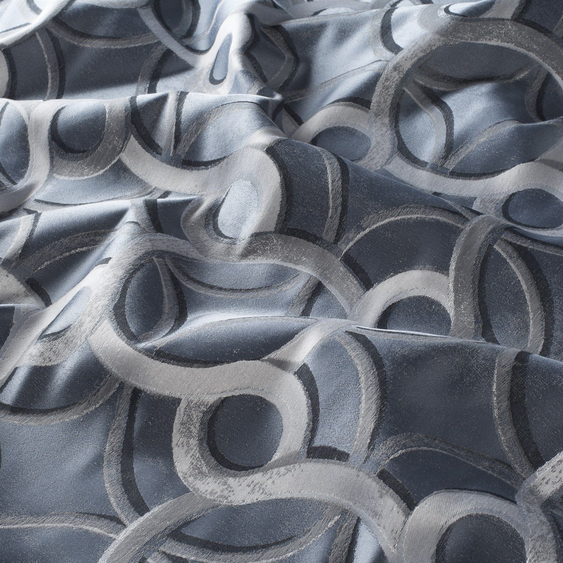 Ja7010 050 Mauro Moderne Jab Anstoetz Vorhaenge Dekostoff Gemustert Blau Grau Schwarz Silber