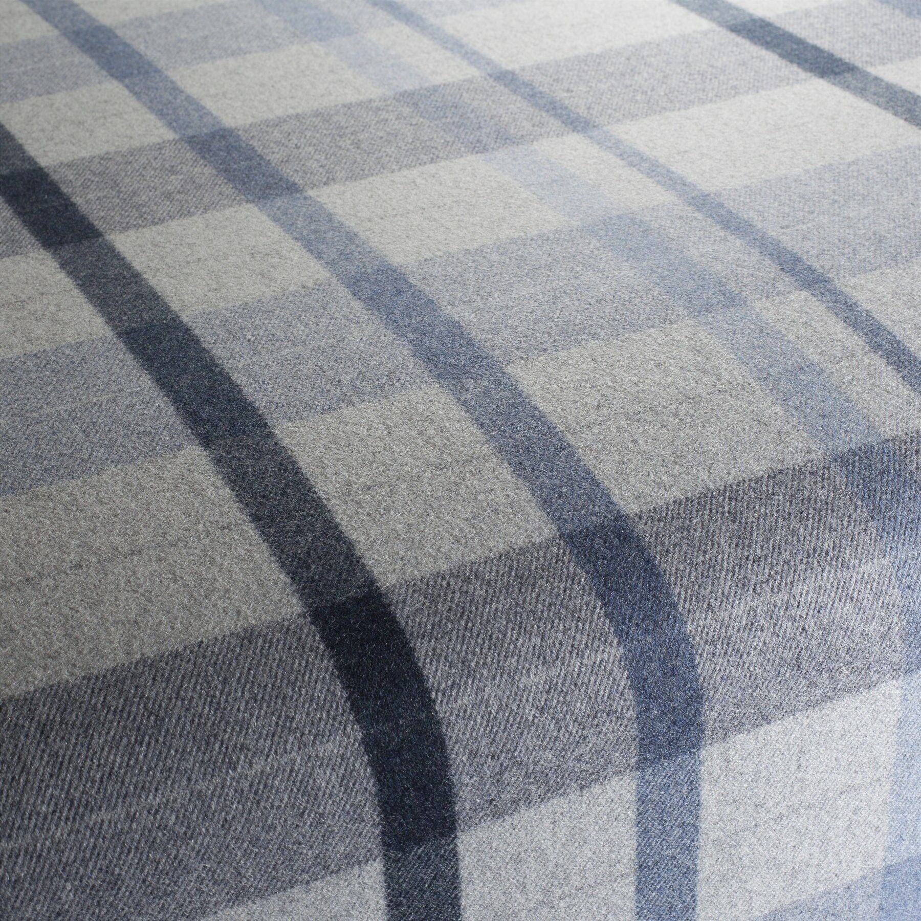 Ja2047 050 Edinburg Jab Polsterstoffe Wolle Kariert Blau Grau