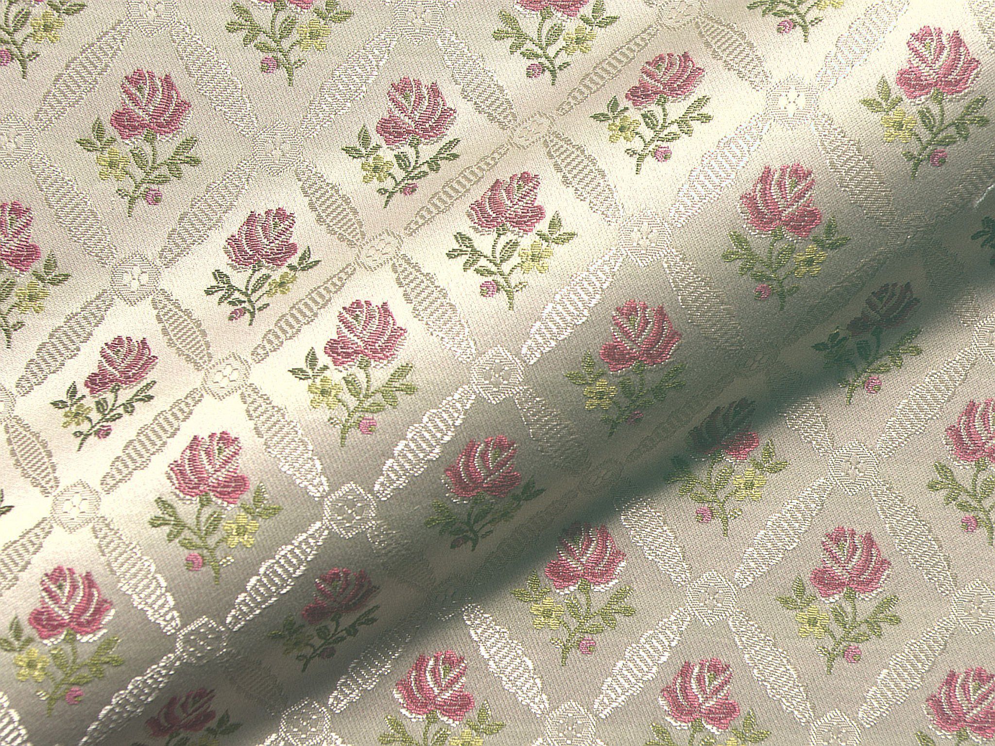 Rosenau 505 Hoepke Biedermeier Moebelstoffe Polsterstoffe Blumen Pink