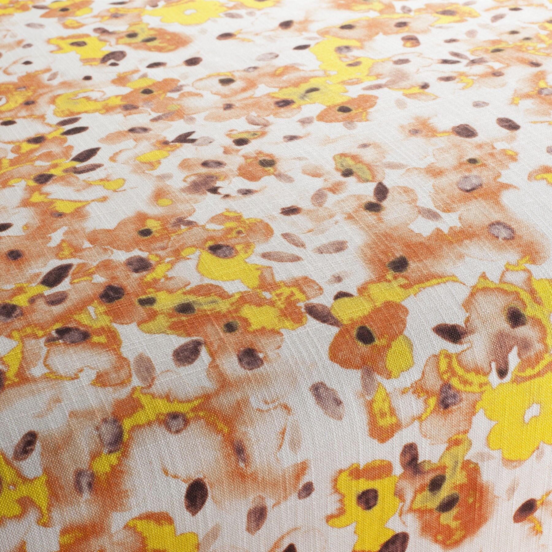 1 8945 060 Ibiza Jab Vorhangstoff Meterware Mit Blumenmuster Orange Gelb