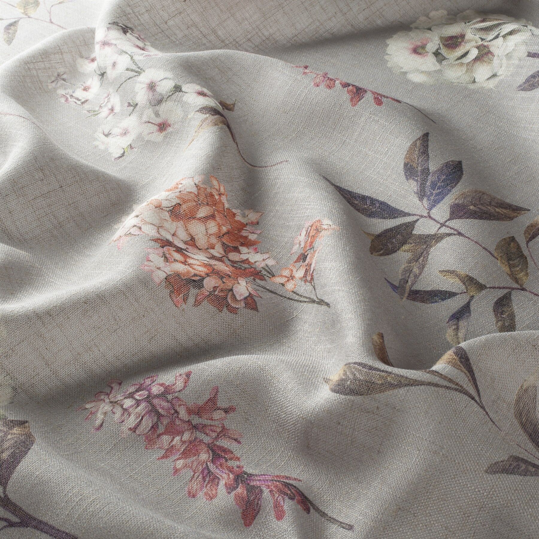 8 1888 091 Florentina Jab Vorhangstoff Meterware Mit Blumenmuster Braun