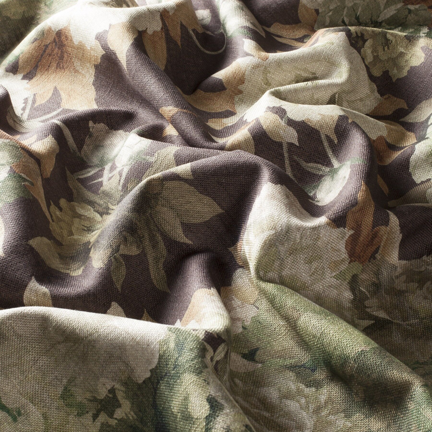 Ca1444 031 Fiore Botanico Jab Vorhangstoff Meterware Mit Blumenmuster Braun Gruen