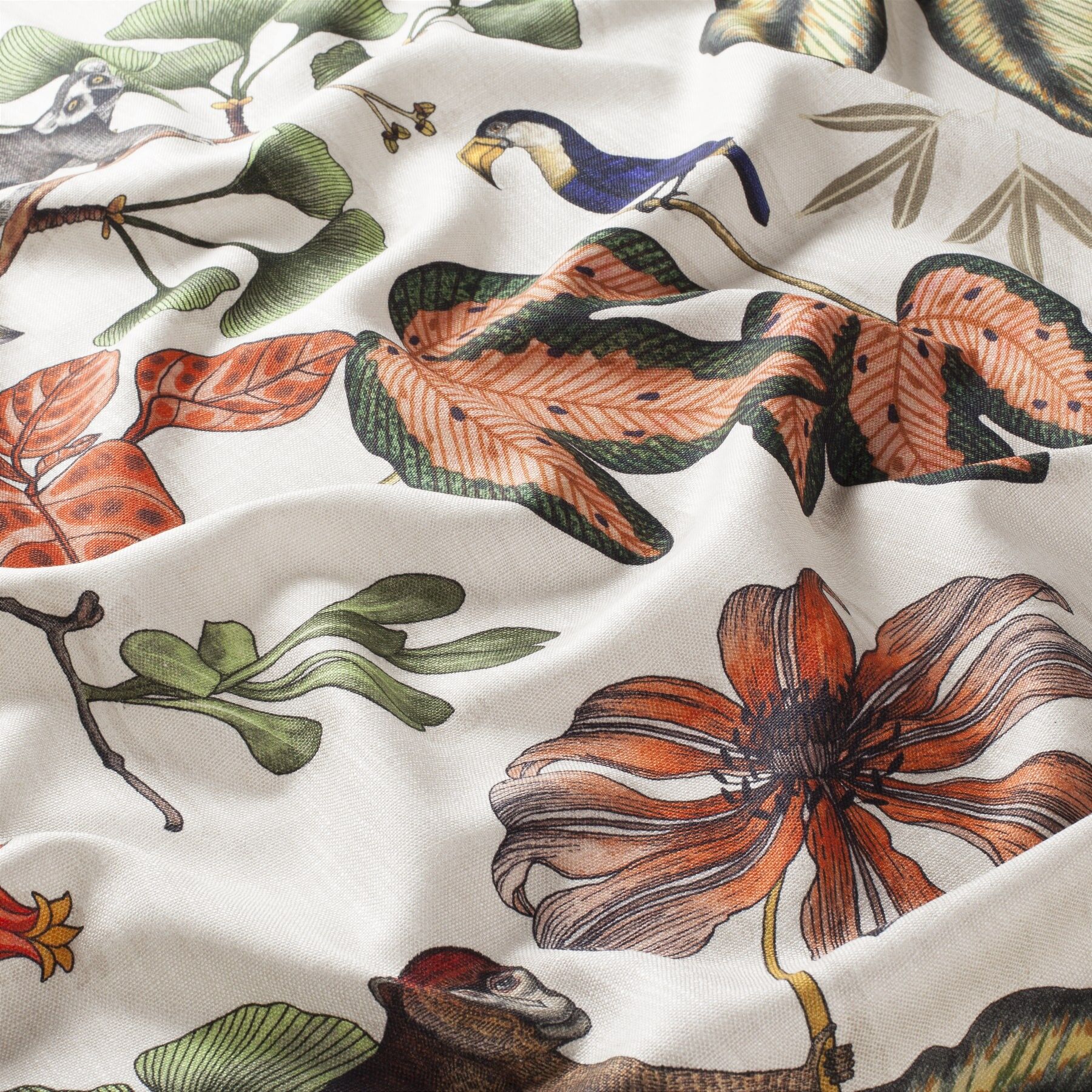 Ch3044 060 Fantastic Madagascar Jab Vorhangstoff Meterware Mit Blumenmuster Weiss Orange