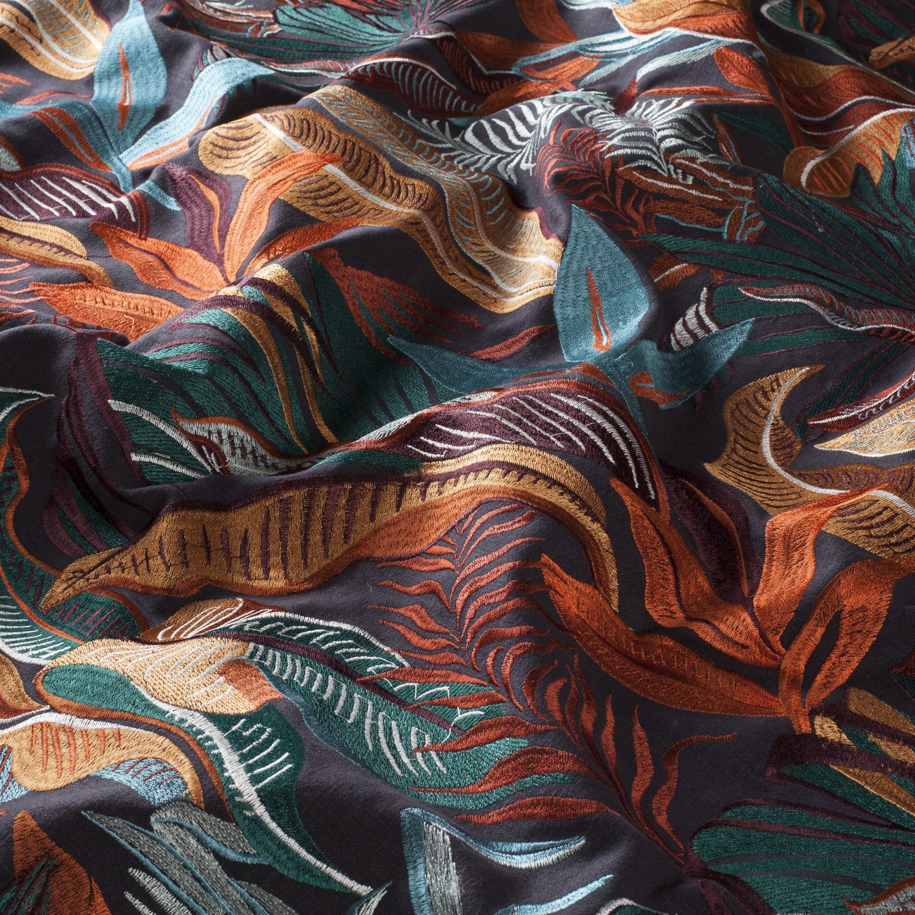 Ch3096 060 Fabulous Beauty Vorhangstoff Meterware Gemustert Gruen Orange