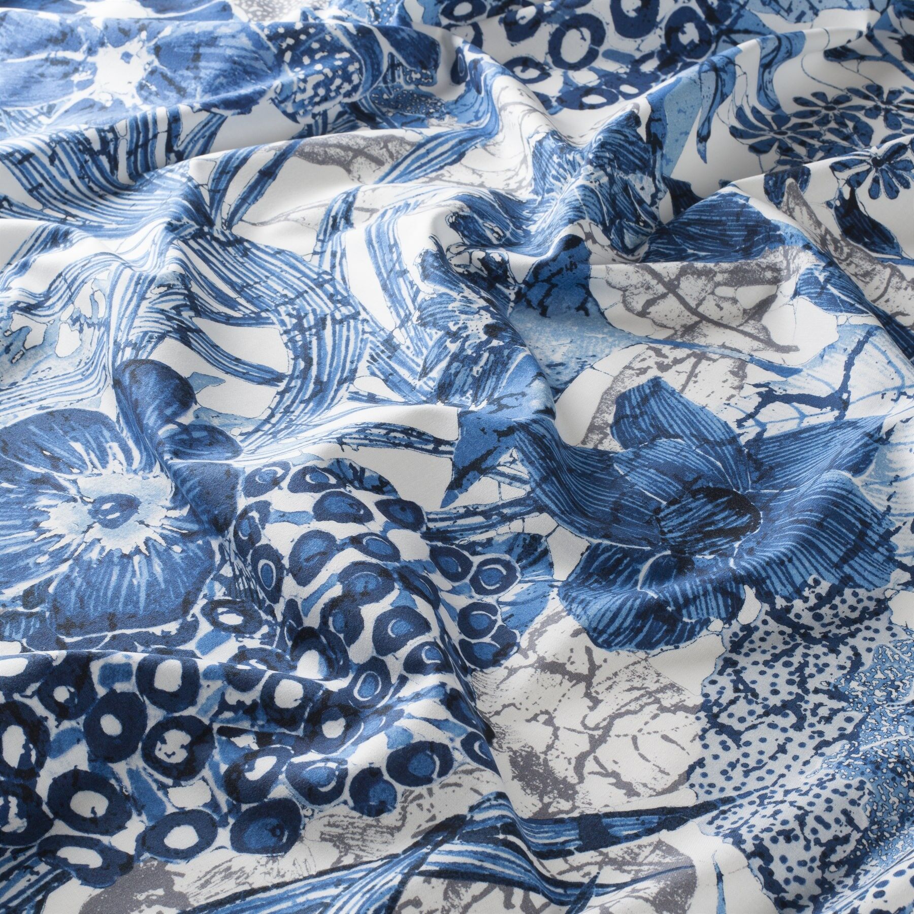 Ch3165 050 Greenhouse Jab Vorhangstoff Meterware Mit Blumenmuster Blau