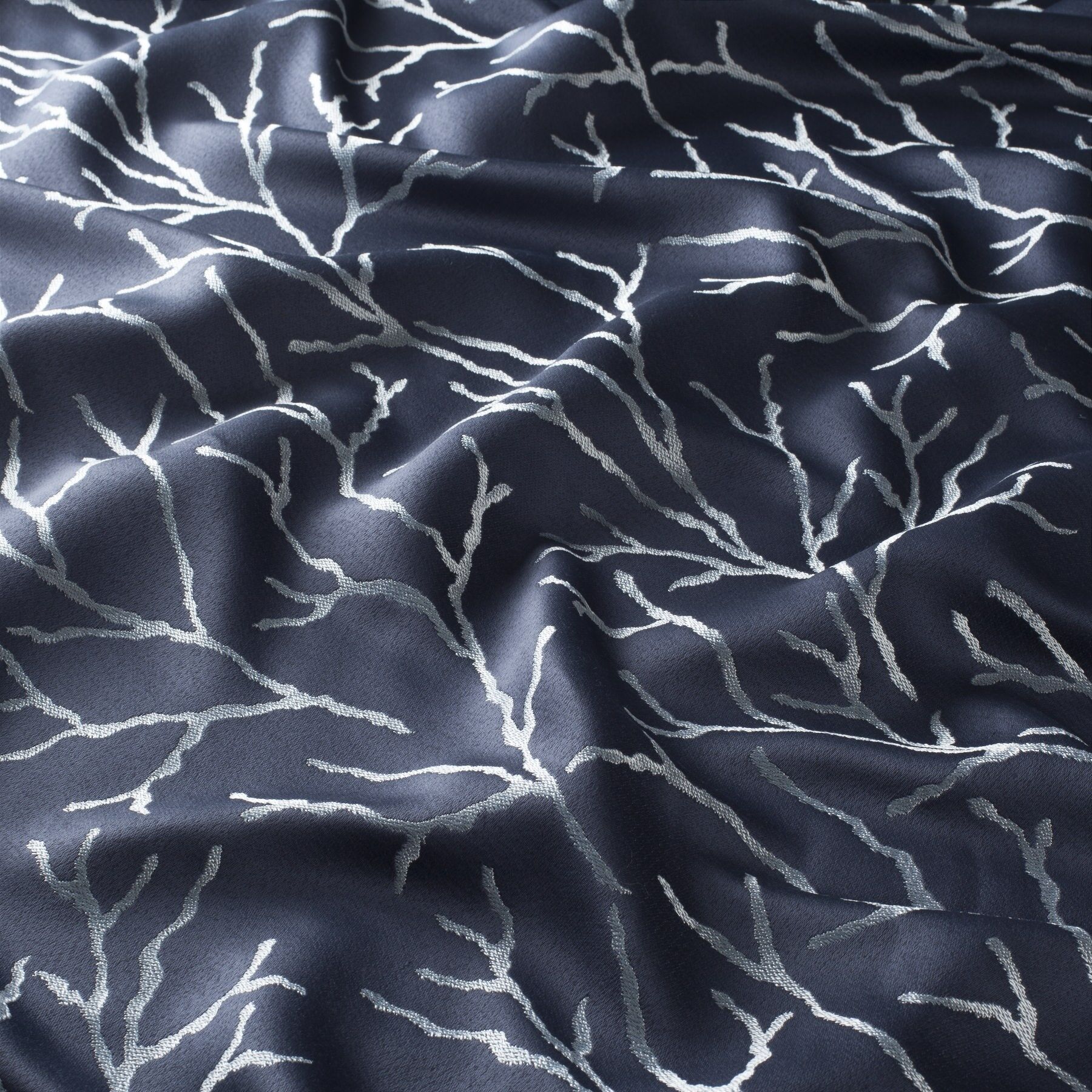 Gs1003 050 Coral Jab Vorhangstoff Meterware Gemustert Blau