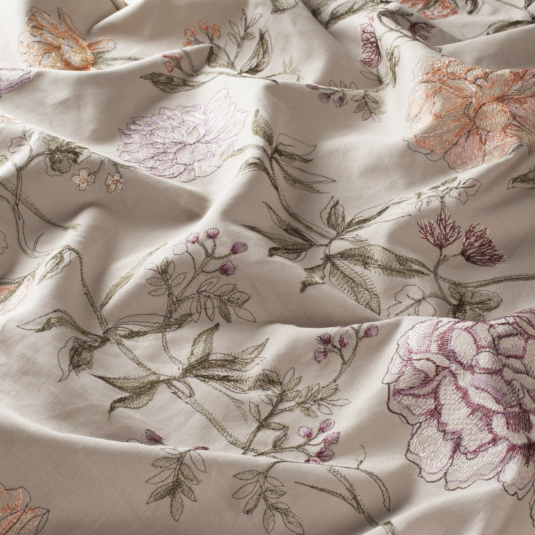 Ja7027 020 Florence Jab Vorhangstoff Meterware Mit Blumenmuster Braun