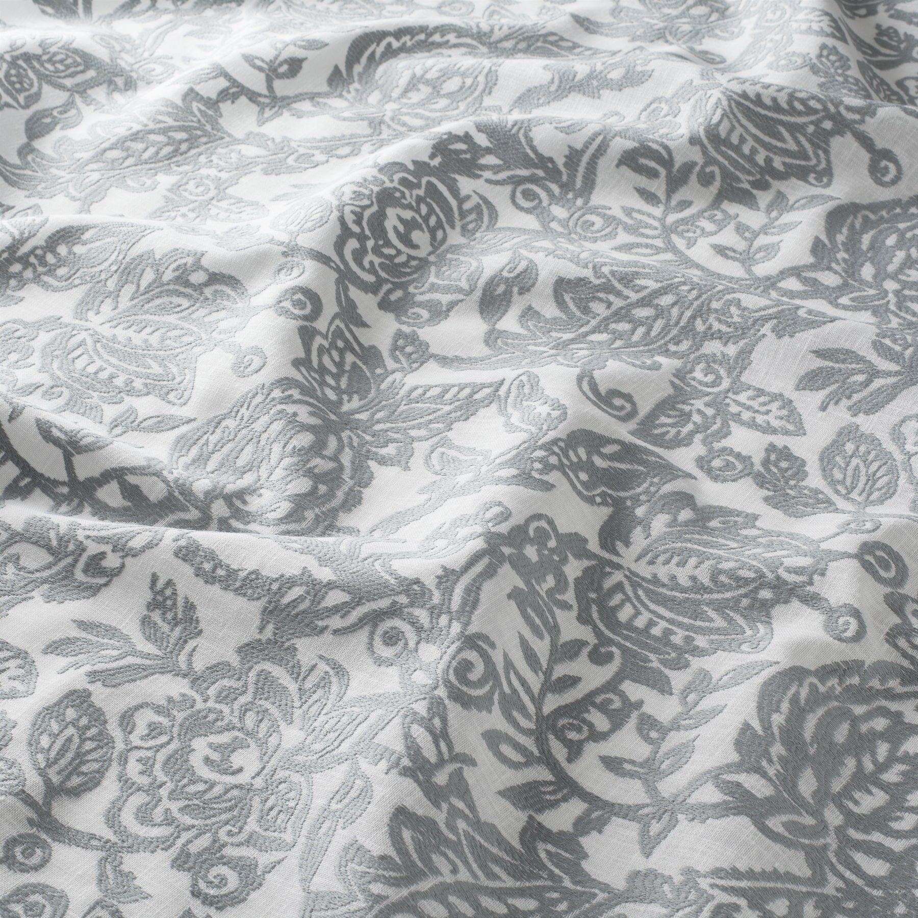 Ja7074 092 Rosalia Jab Vorhangstoff Meterware Gemustert Grau Weiss