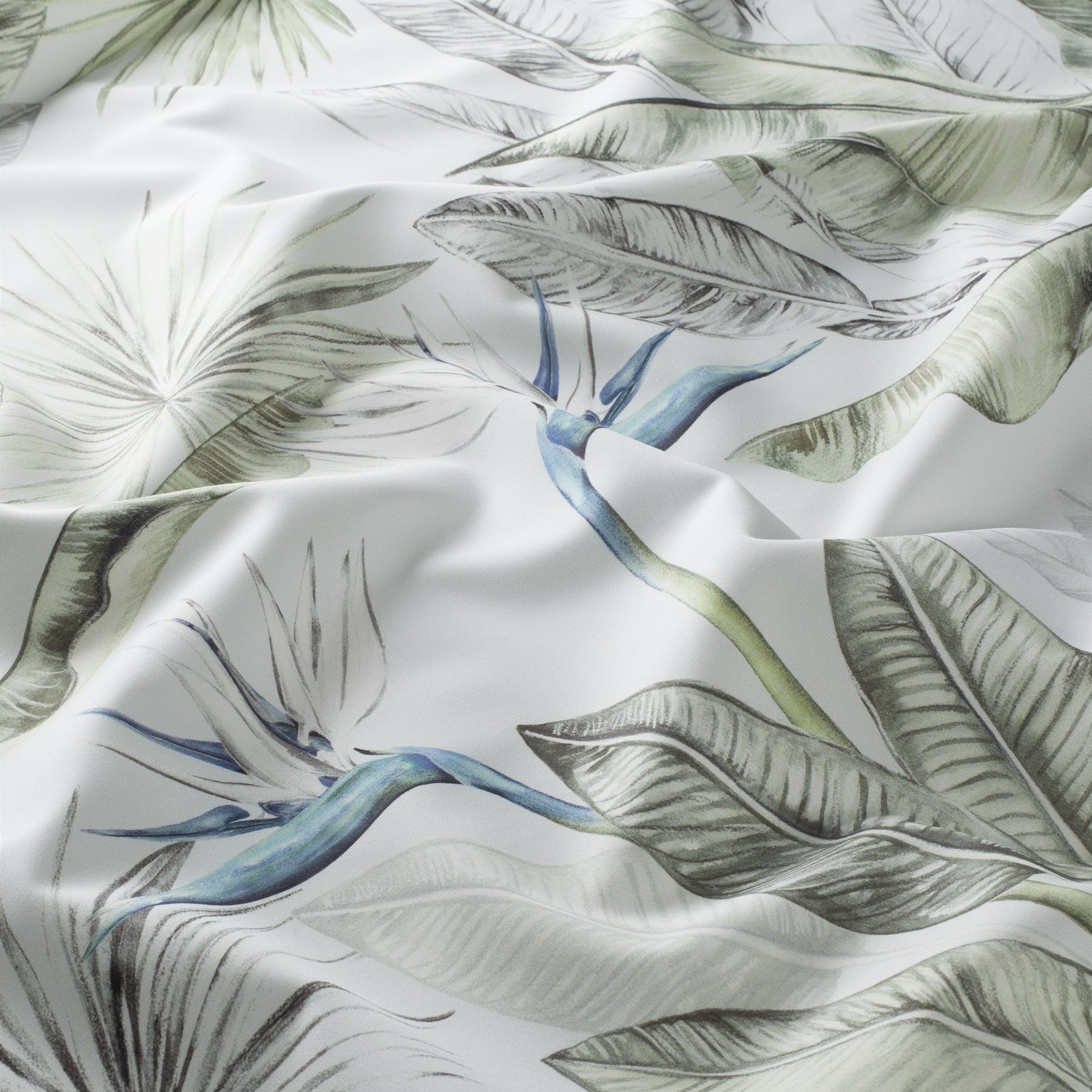 Ja8047 050 Strelizia Jab Vorhangstoff Meterware Mit Blumenmuster Gruen Blau