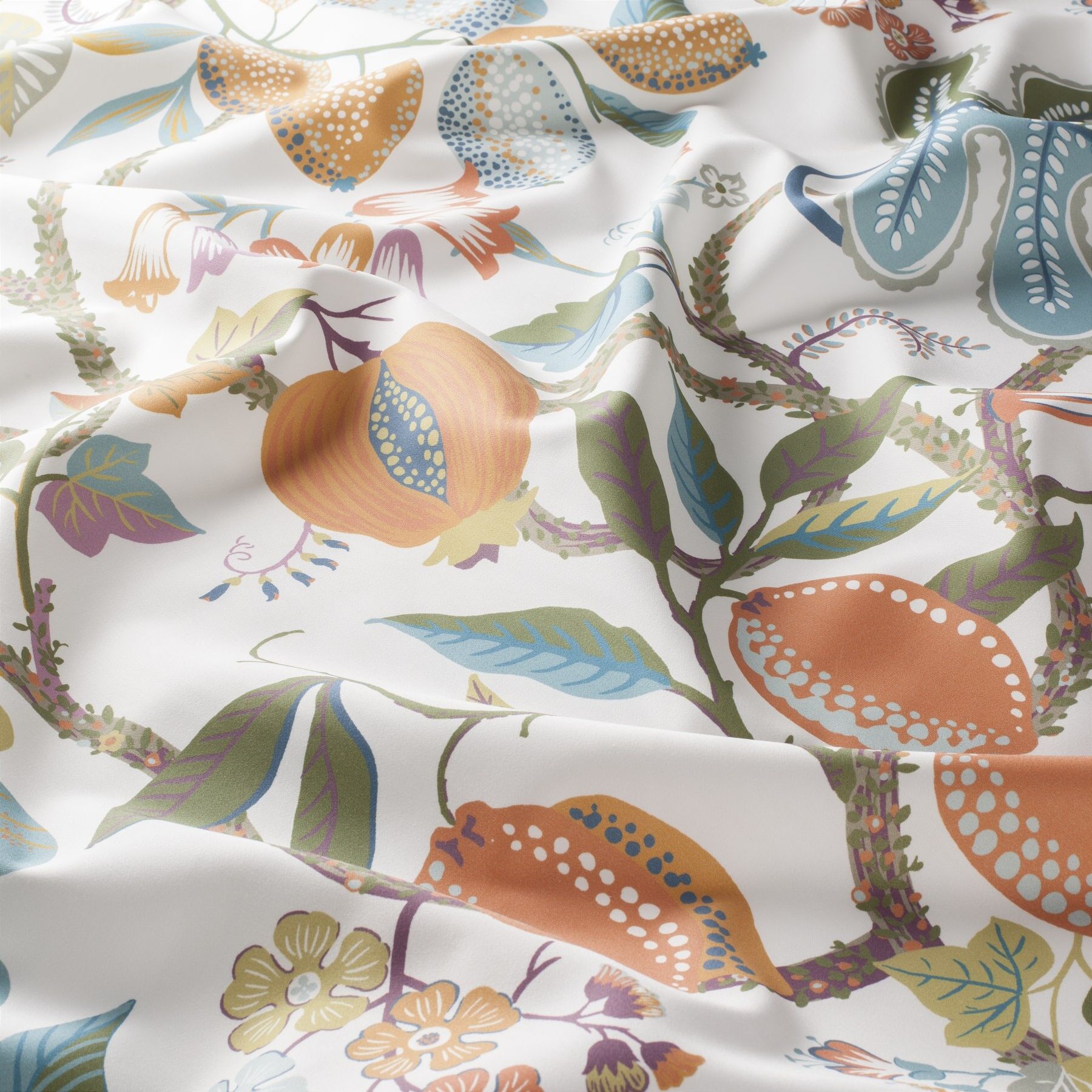 Gs1014 080 Martinique Jab Vorhangstoff Meterware Gemustert Blau Orange