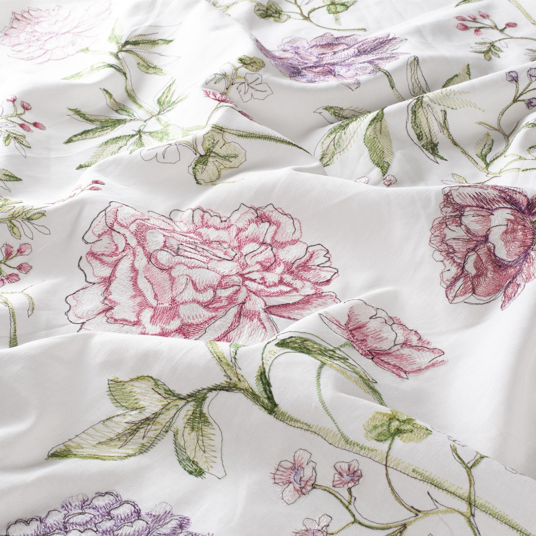 Ja7027 070 Florence Jab Vorhangstoff Meterware Mit Blumenmuster Weiss