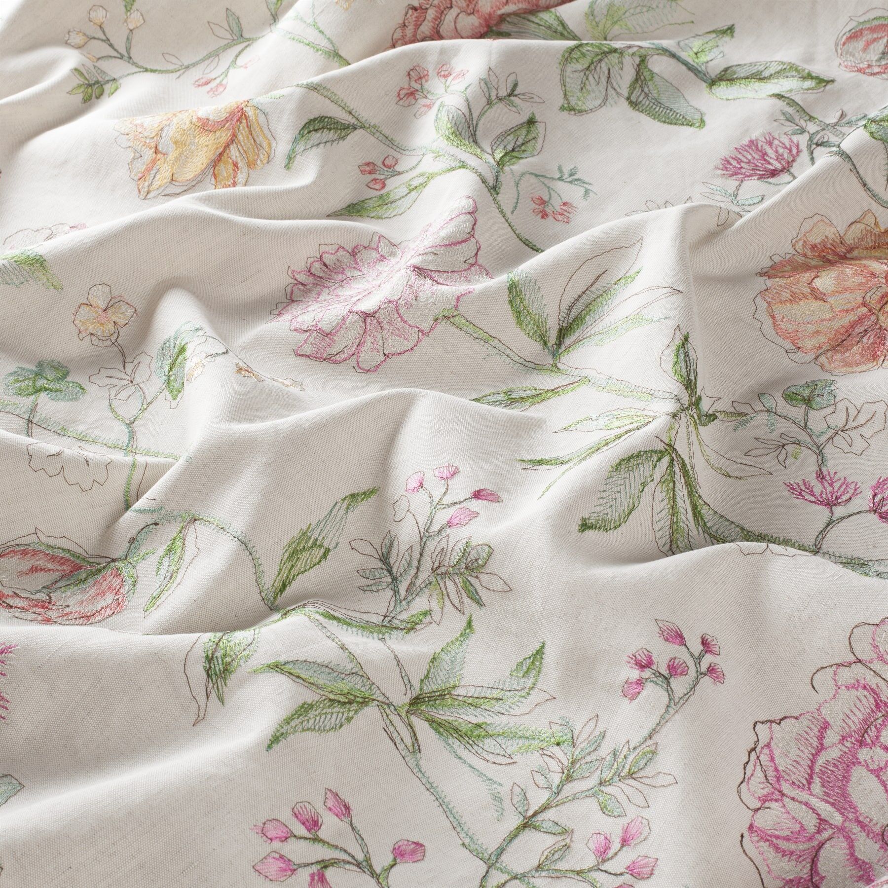 Ja7027 071 Florence Jab Vorhangstoff Meterware Mit Blumenmuster Beige