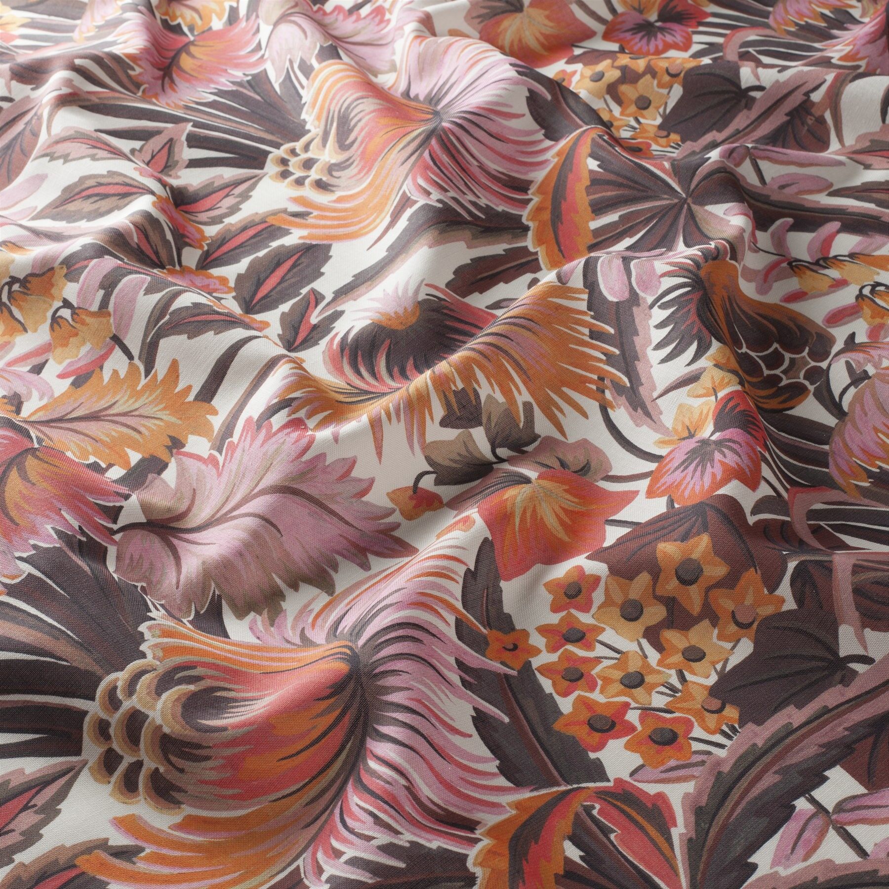 Ja8062 060 Exotico Jab Vorhangstoff Meterware Gemustert Orange Rosa