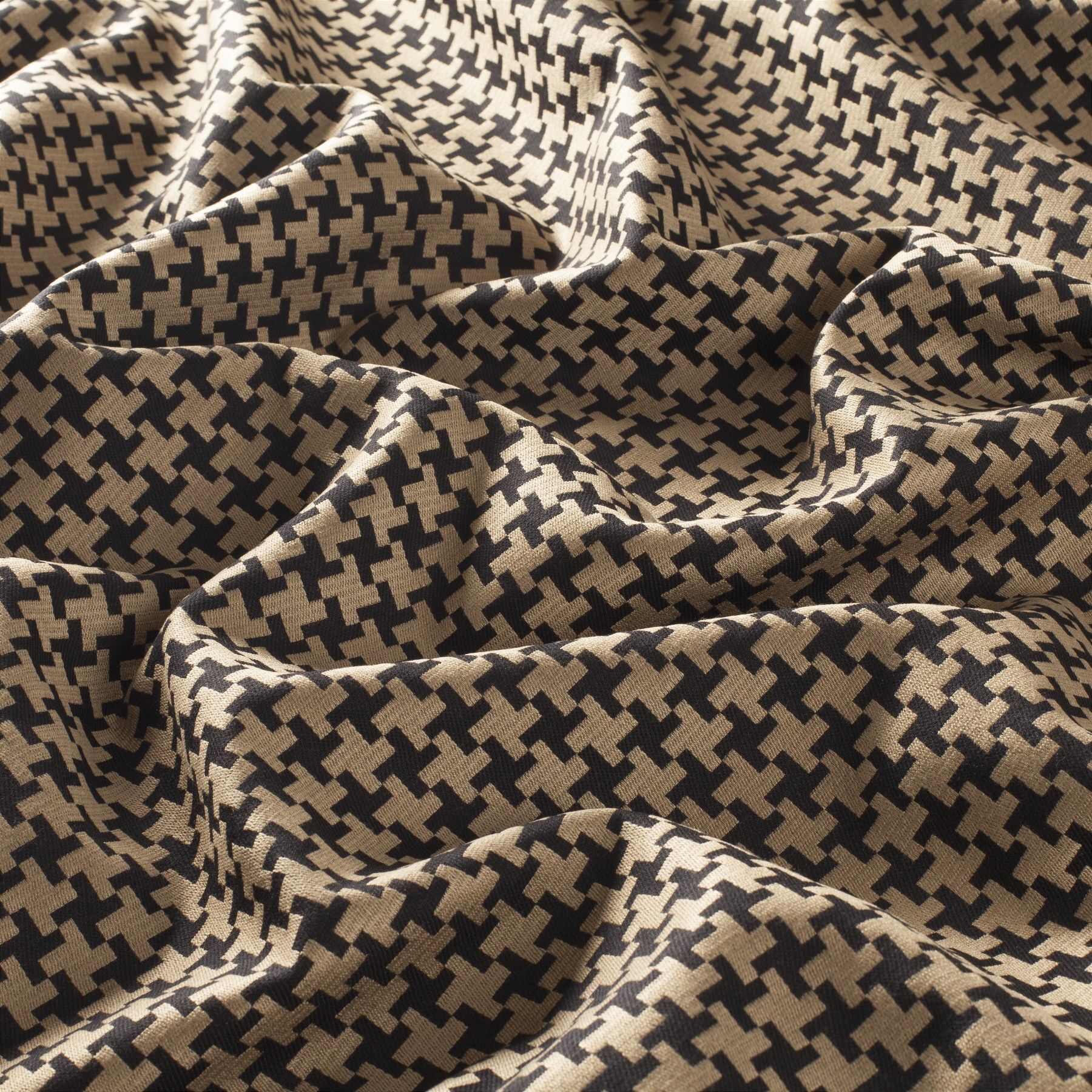 Ca1458 096 Allusione Jab Vorhangstoff Meterware Gemustert Beige Schwarz