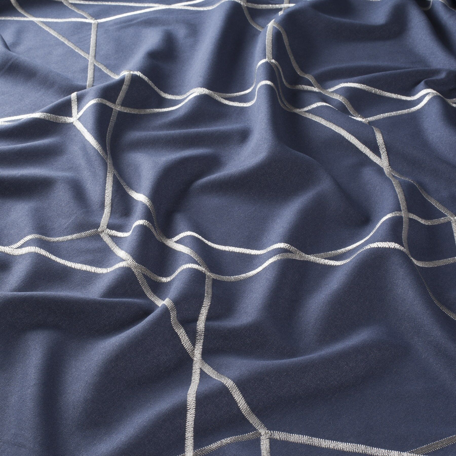 Gs1004 050 Royal Jab Vorhangstoff Meterware Gemustert Blau