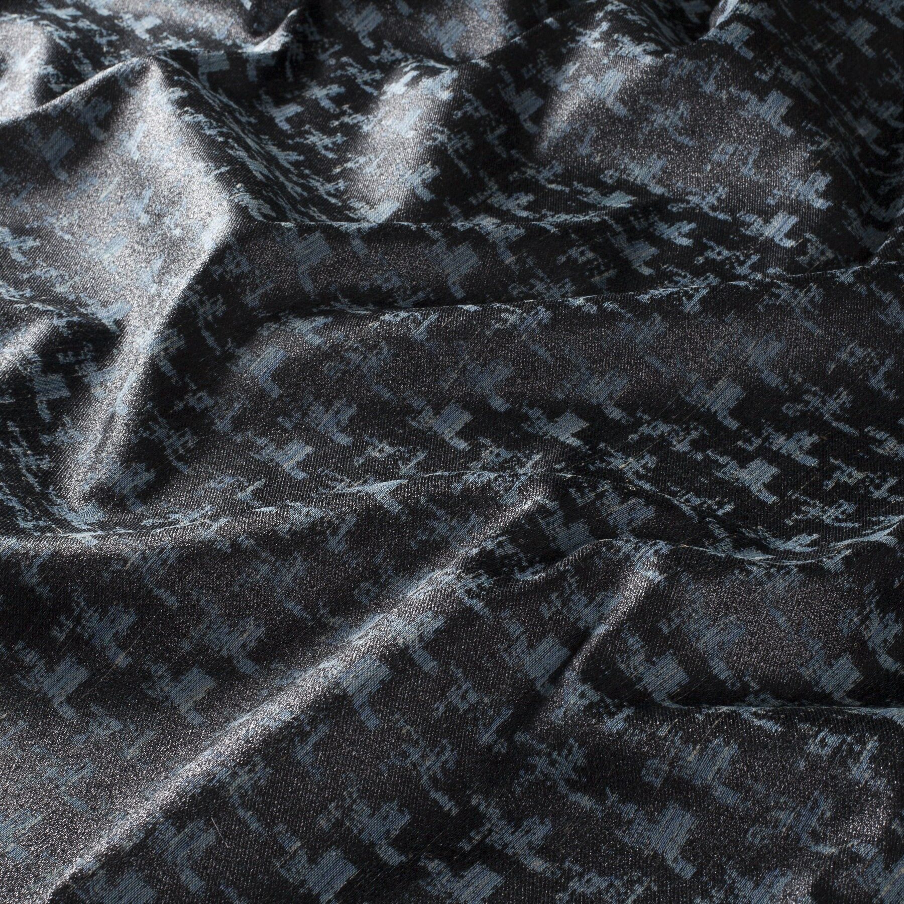 Ja7009 050 Concarneau Jab Vorhangstoff Meterware Gemustert Blau Schwarz