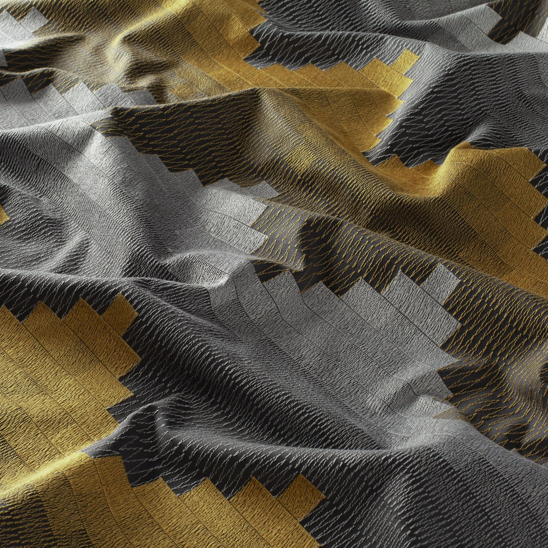 Ja7041 040 Bachata Jab Vorhangstoff Meterware Gemustert Orange Grau