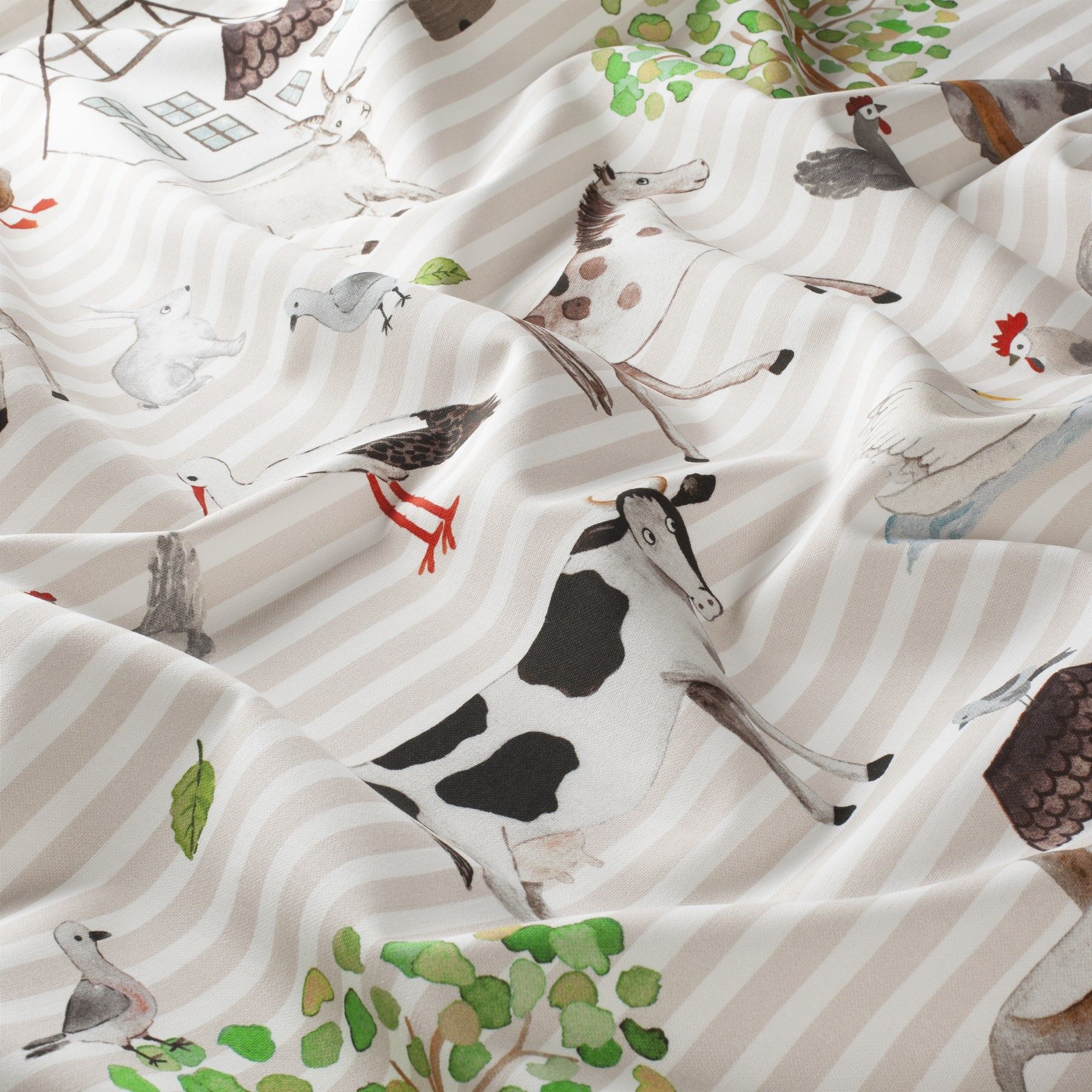 Ja8028 070 Farm Life Jab Vorhangstoff Meterware Gemustert Beige