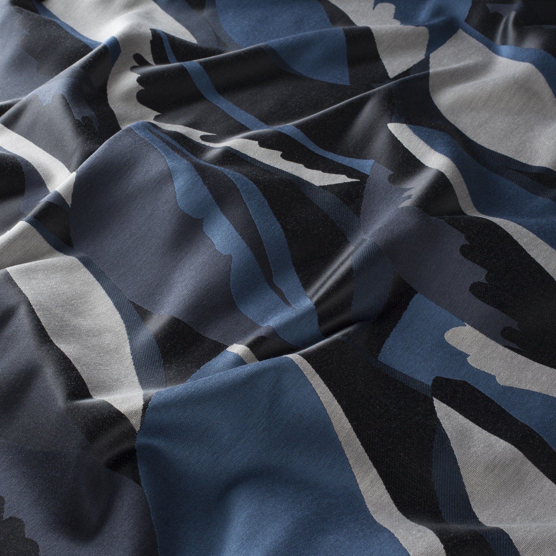 Ja7085 050 Bosco Jab Vorhangstoff Meterware Gemustert Blau