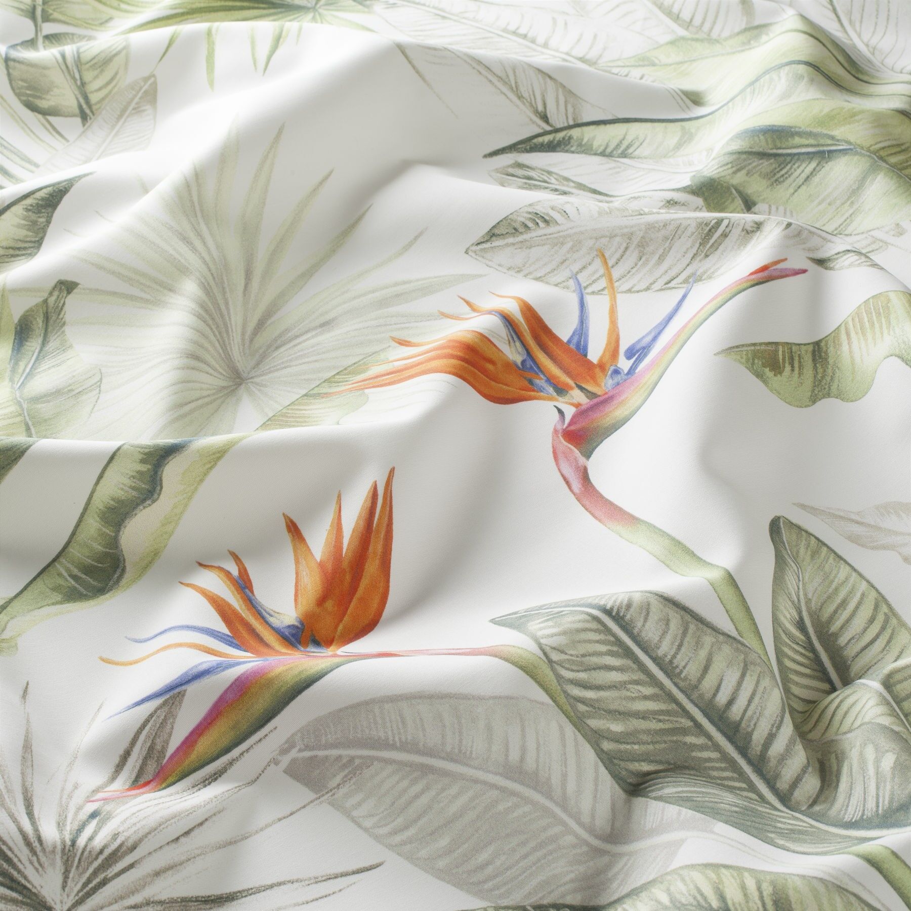 Ja8047 060 Strelizia Jab Vorhangstoff Meterware Mit Blumenmuster Gruen Orange