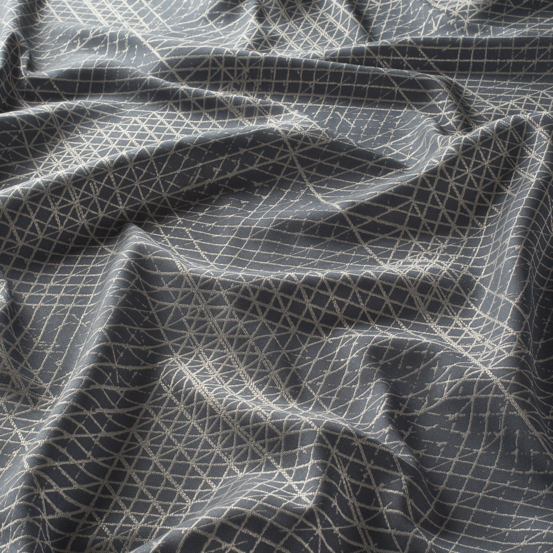 9 7924 050 Ice Crystal Jab Vorhangstoff Meterware Gemustert Blau