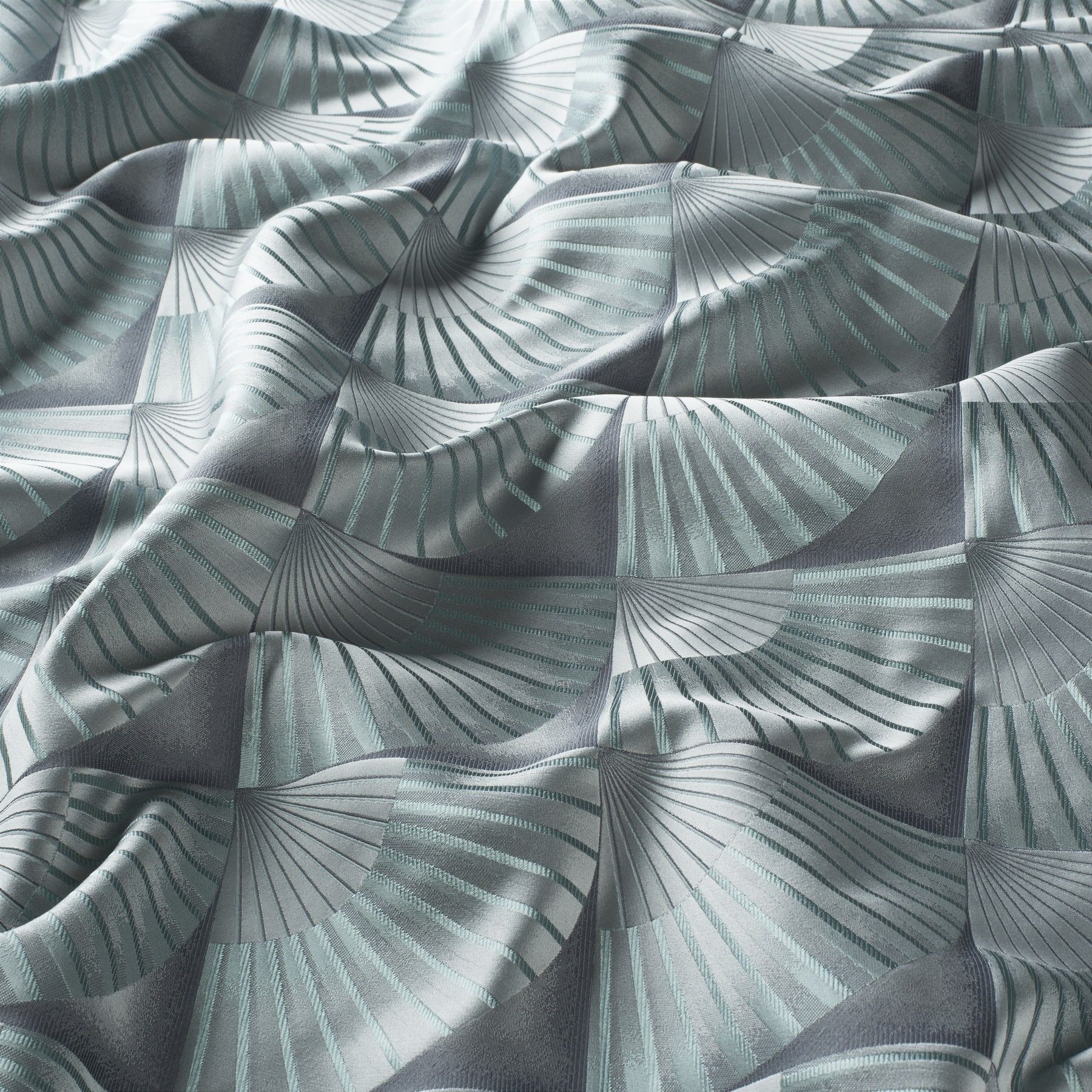 Ja7017 080 Otaru Jab Vorhangstoff Meterware Gemustert Tuerkis