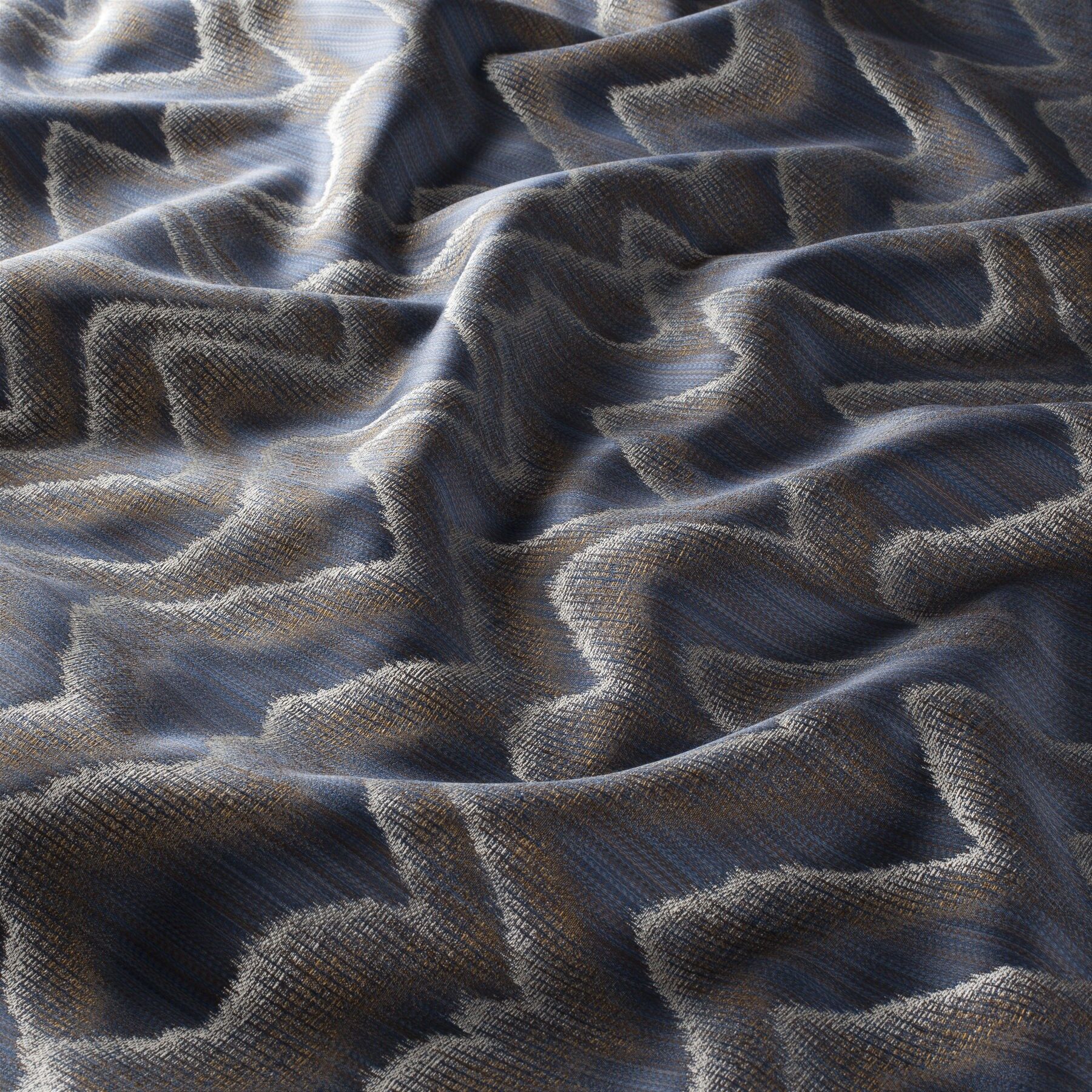 Ja7109 050 Montagna Jab Vorhangstoff Meterware Gemustert Blau