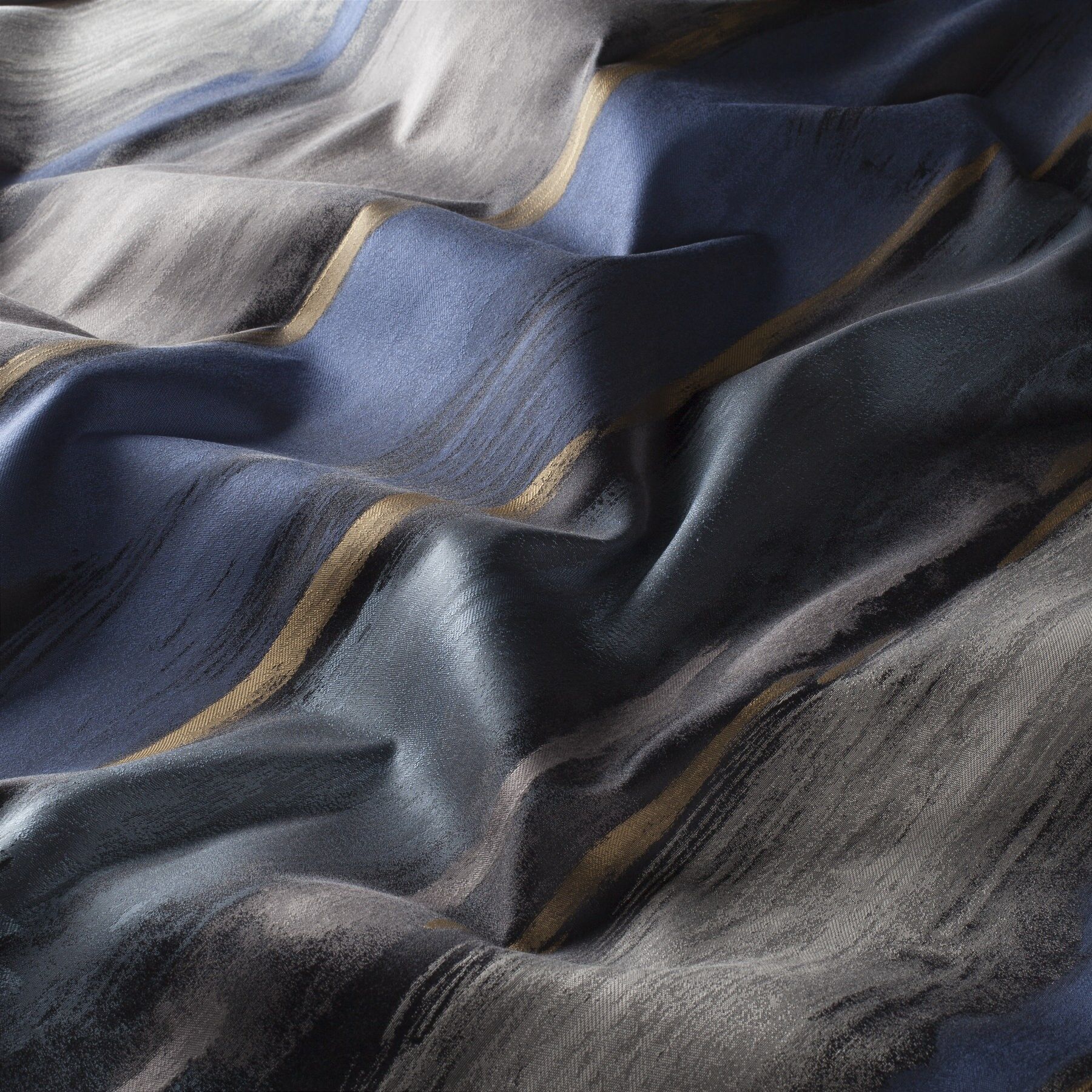 Ja7130 050 Classy Jab Vorhangstoff Meterware Gemustert Blau Grau